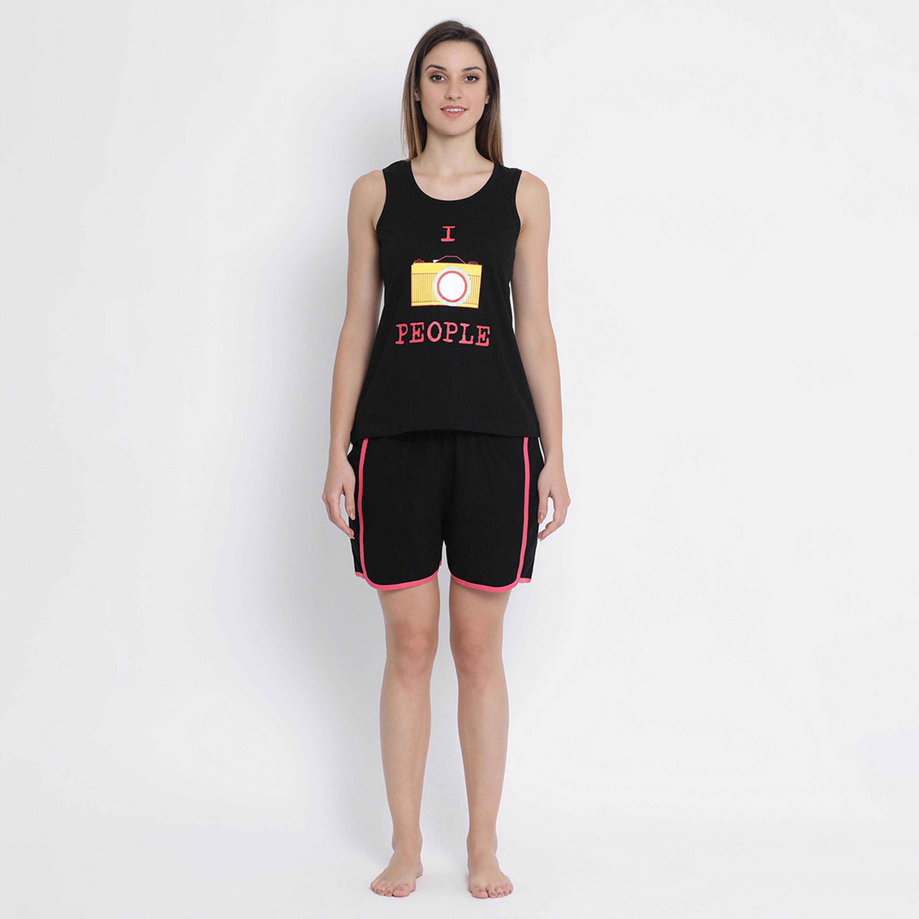 Clovia Graphic Print Tank Top and Shorts Pyjama Set-women-clothing-nightwear-pyjamas-shortsets-image-1