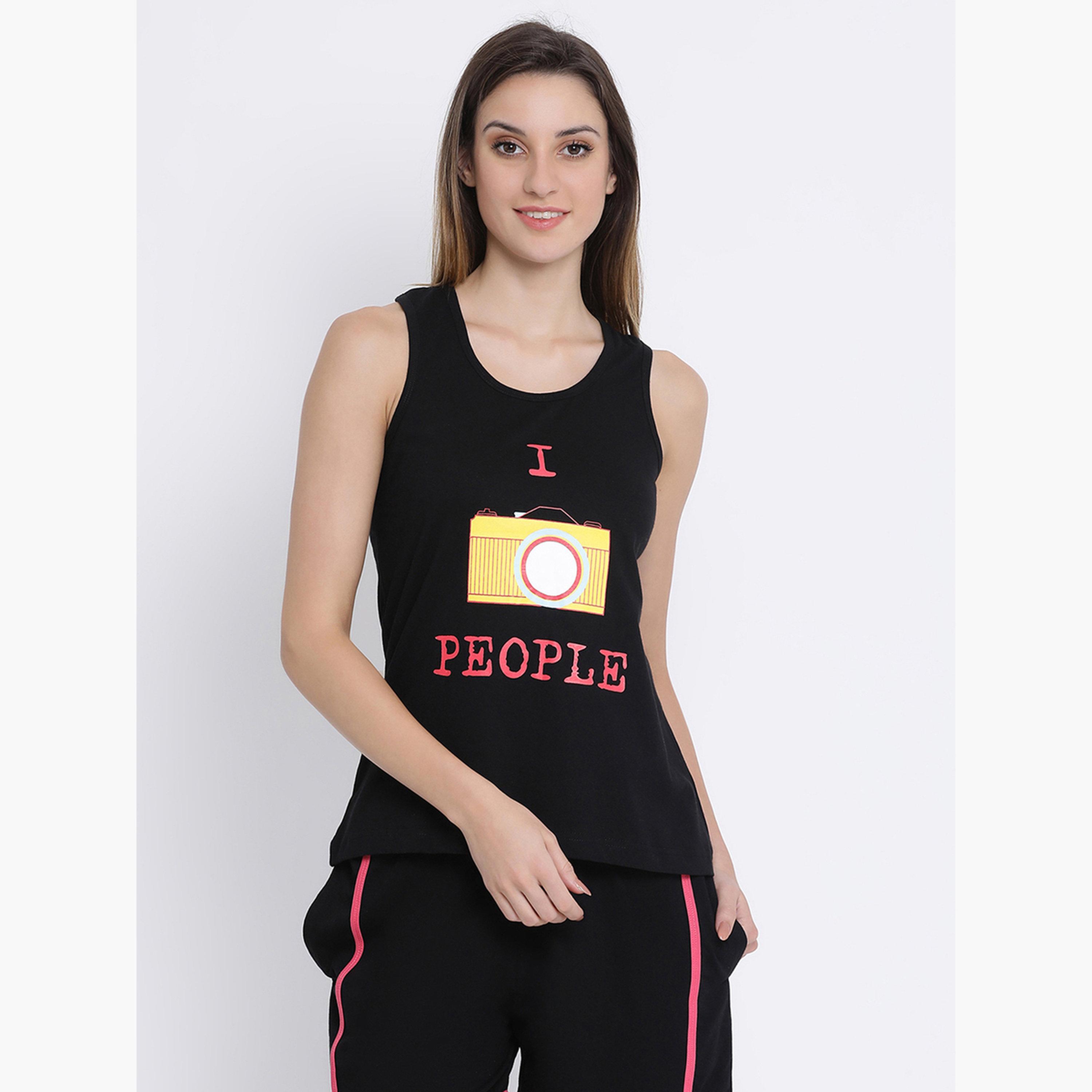 Clovia Graphic Print Tank Top and Shorts Pyjama Set-women-clothing-nightwear-pyjamas-shortsets-image-2
