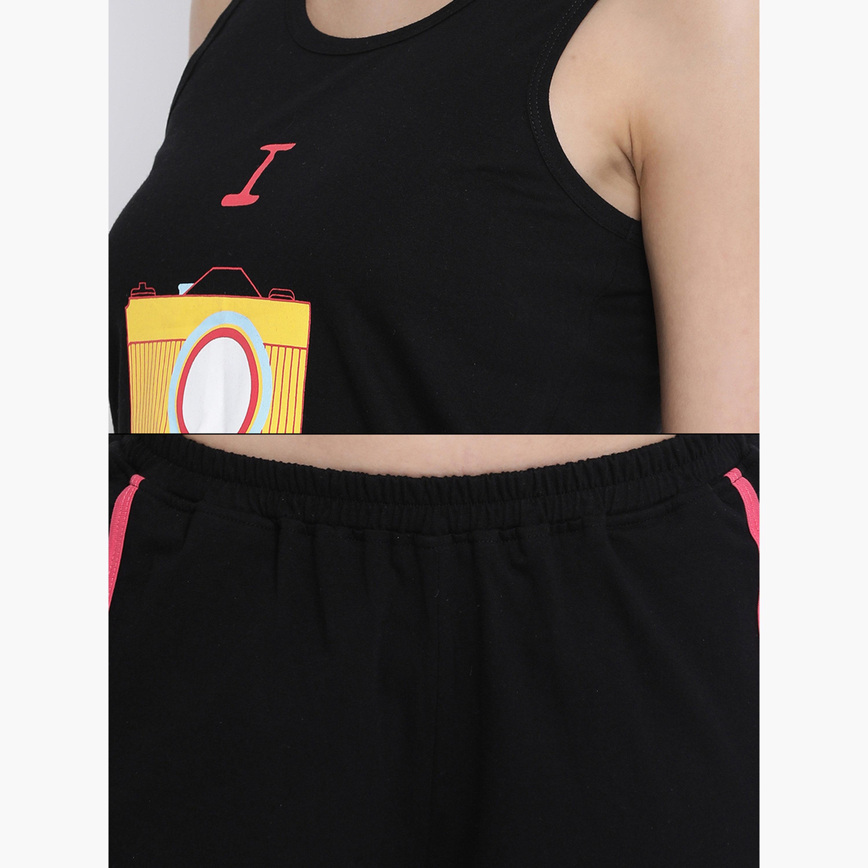 Clovia Graphic Print Tank Top and Shorts Pyjama Set-women-clothing-nightwear-pyjamas-shortsets-image-6