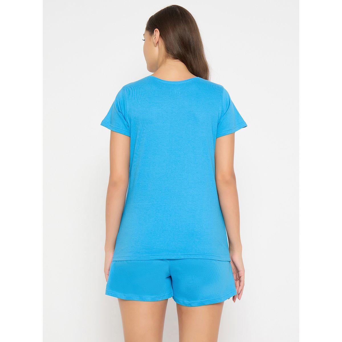 Clovia Women Blue Dog Print Cotton Top and Shorts Set-women-clothing-nightwear-pyjamas-shortsets-image-6