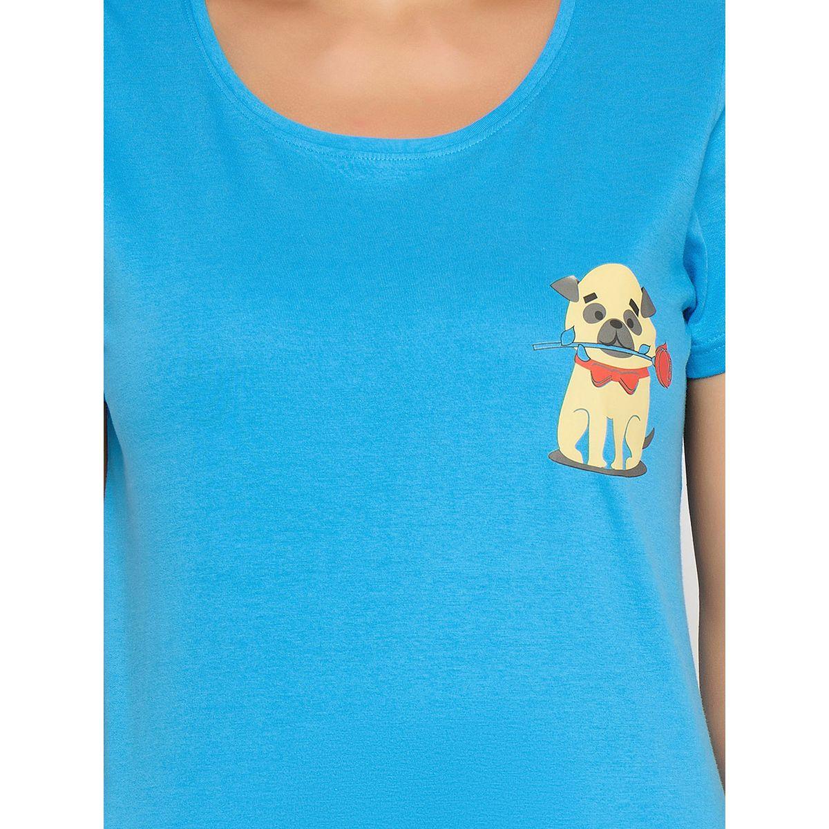 Clovia Women Blue Dog Print Cotton Top and Shorts Set-women-clothing-nightwear-pyjamas-shortsets-image-7