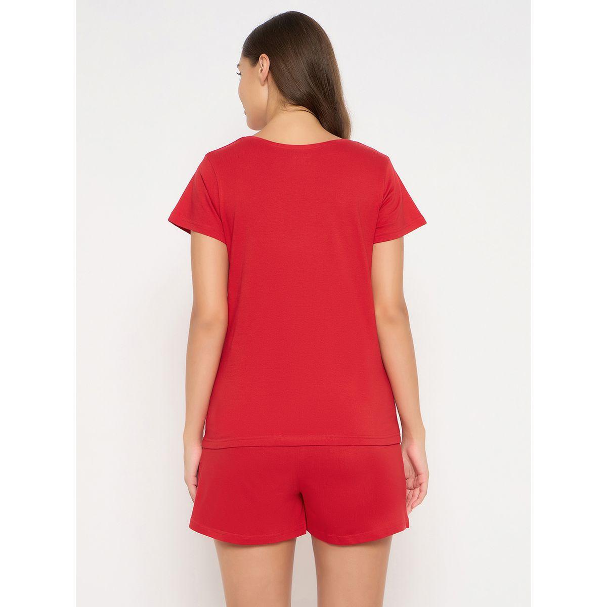 مجموعة من شورت وبلوزة سادة بأكمام قصيرة-women-clothing-nightwear-pyjamas-shortsets-image-4