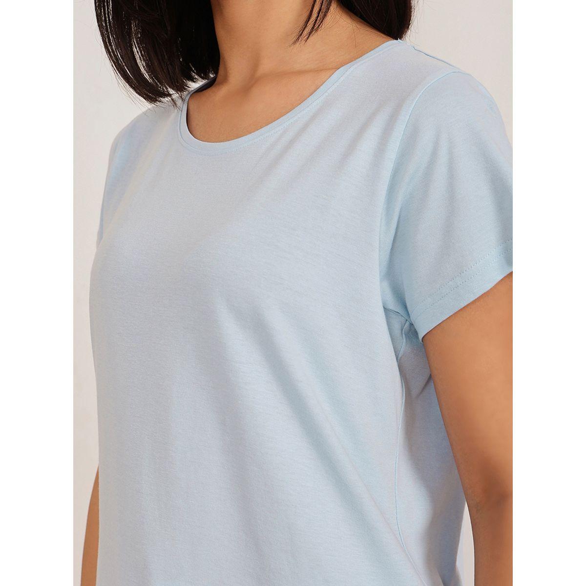 Clovia Solid Round Neck T-Shirt and Printed Pyjama Set-women-clothing-nightwear-pyjamas-longsets-image-6