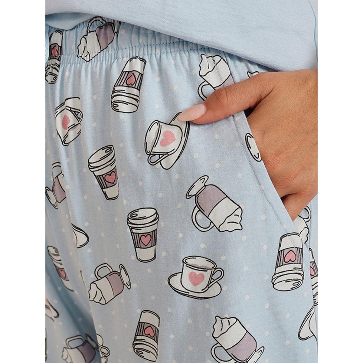 Clovia Solid Round Neck T-Shirt and Printed Pyjama Set-women-clothing-nightwear-pyjamas-longsets-image-7