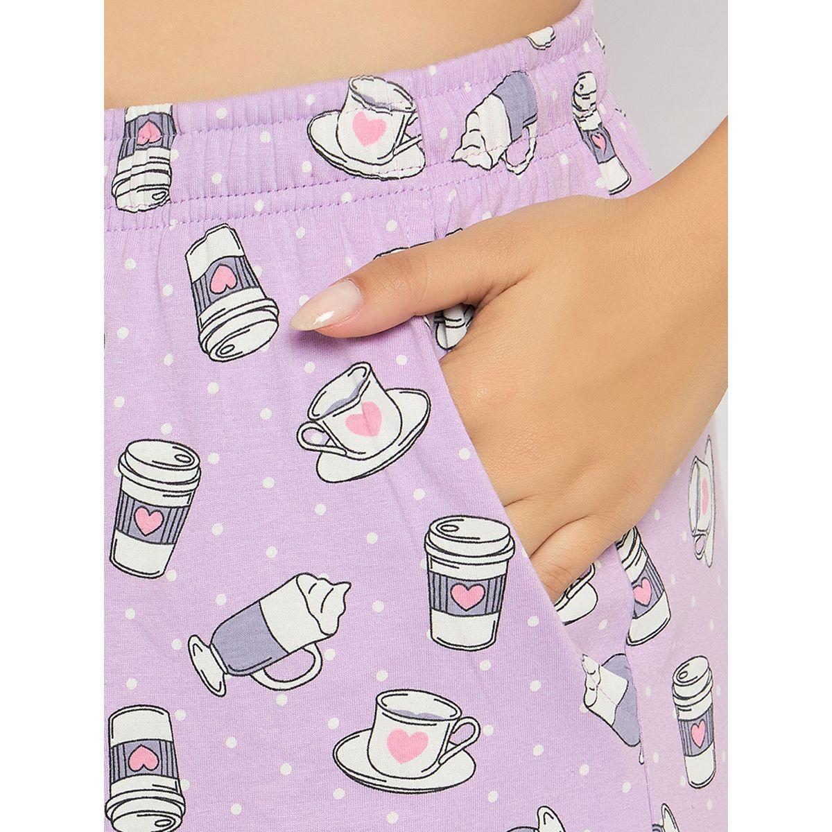 Clovia Solid Round Neck T-Shirt and Printed Pyjama Set-women-clothing-nightwear-pyjamas-longsets-image-7