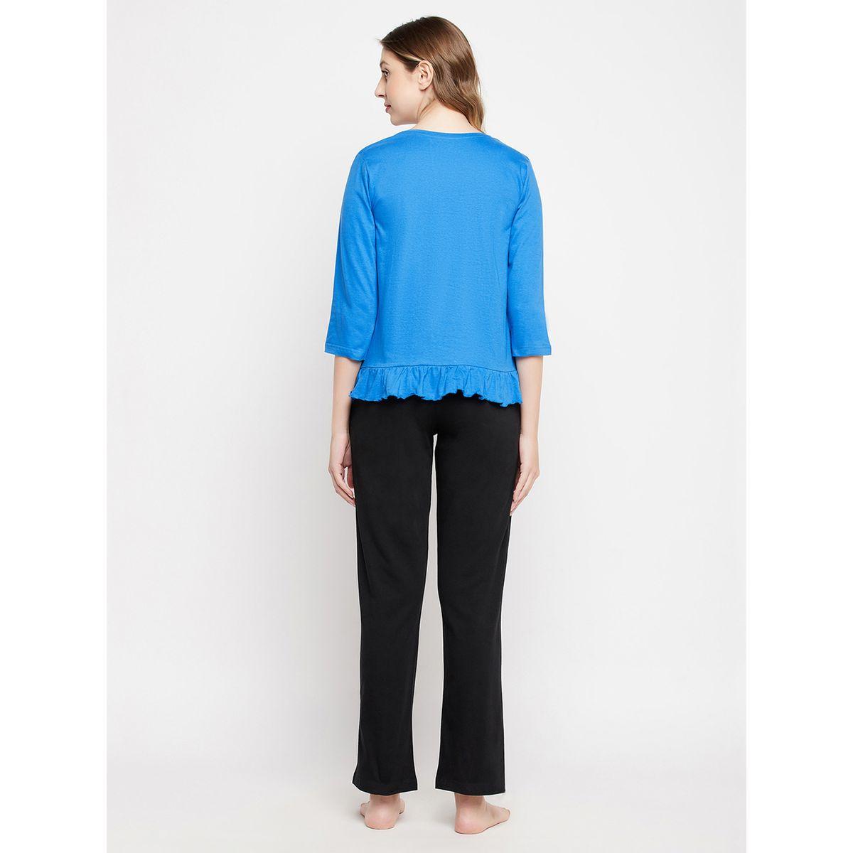 طقم بيجاما من بنطال وبلوزة بطبعة جرافيك وكشكش-women-clothing-nightwear-pyjamas-longsets-image-5