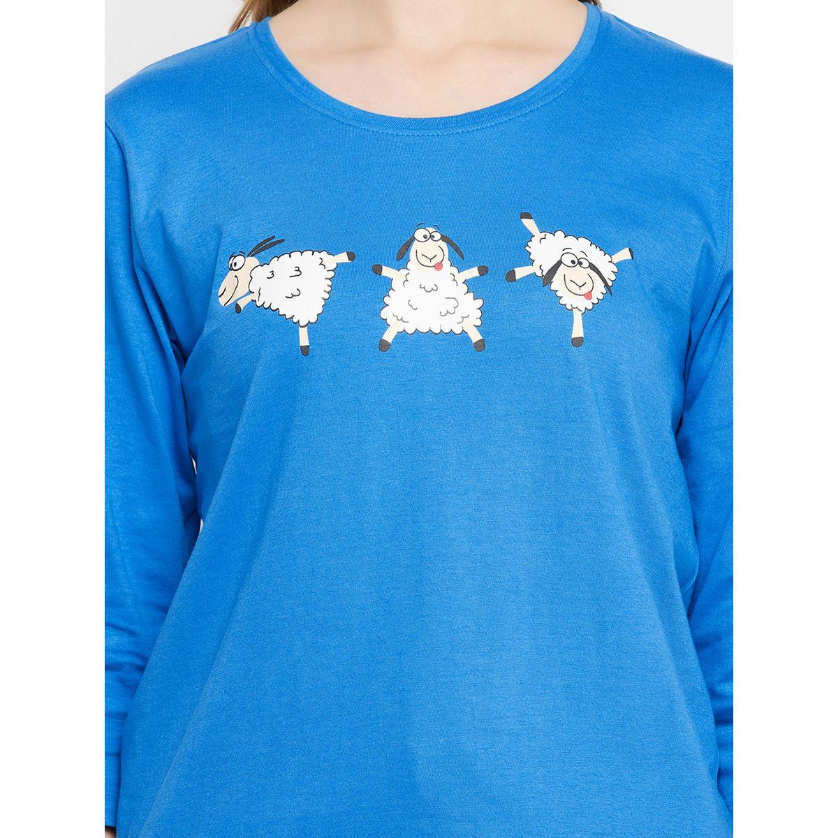طقم بيجاما من بنطال وبلوزة بطبعة جرافيك وكشكش-women-clothing-nightwear-pyjamas-longsets-image-6