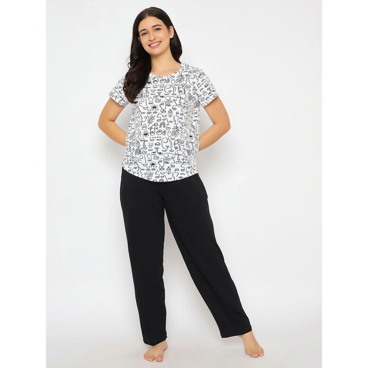 طقم بيجاما من بنطال وبلوزة بأكمام قصيرة-women-clothing-nightwear-pyjamas-longsets-image-1