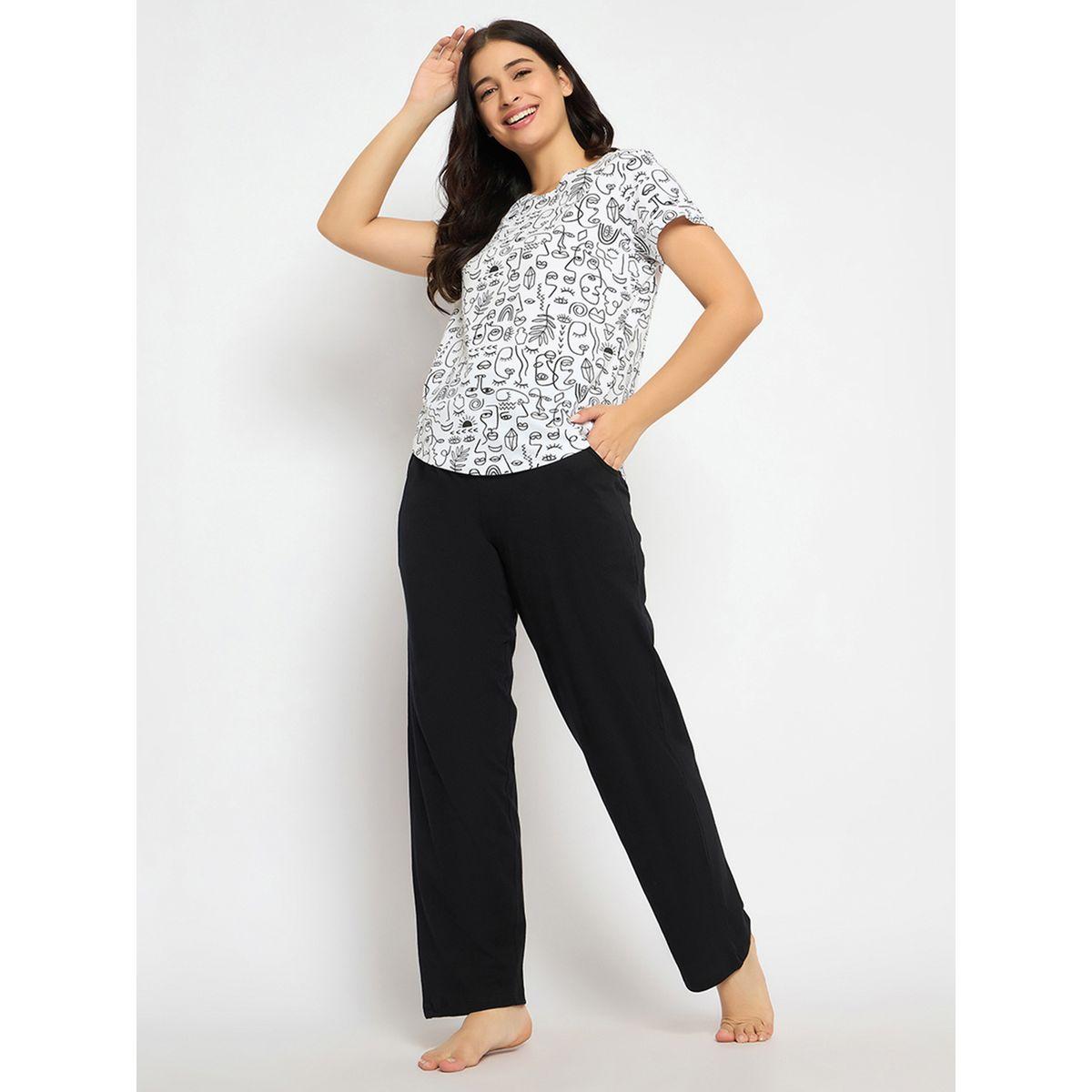 Clovia All-Over Print Short Sleeve Cotton Top and Pyjama Set-women-clothing-nightwear-pyjamas-longsets-image-2