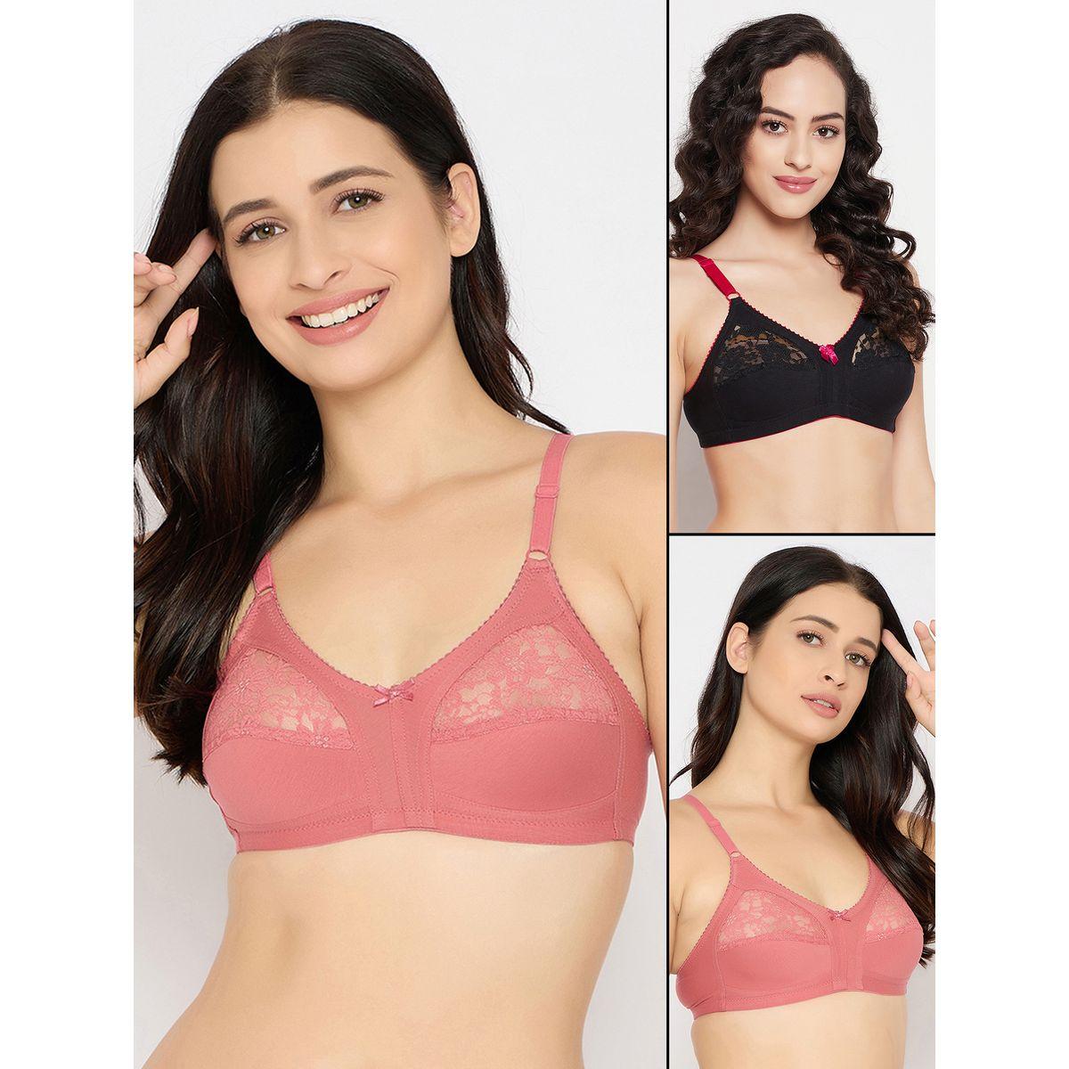 Clovia Pack of 2 - Lace Insert Non-Padded Non-Wired Full Coverage Bra-women-clothing-lingerie-bras-image-1
