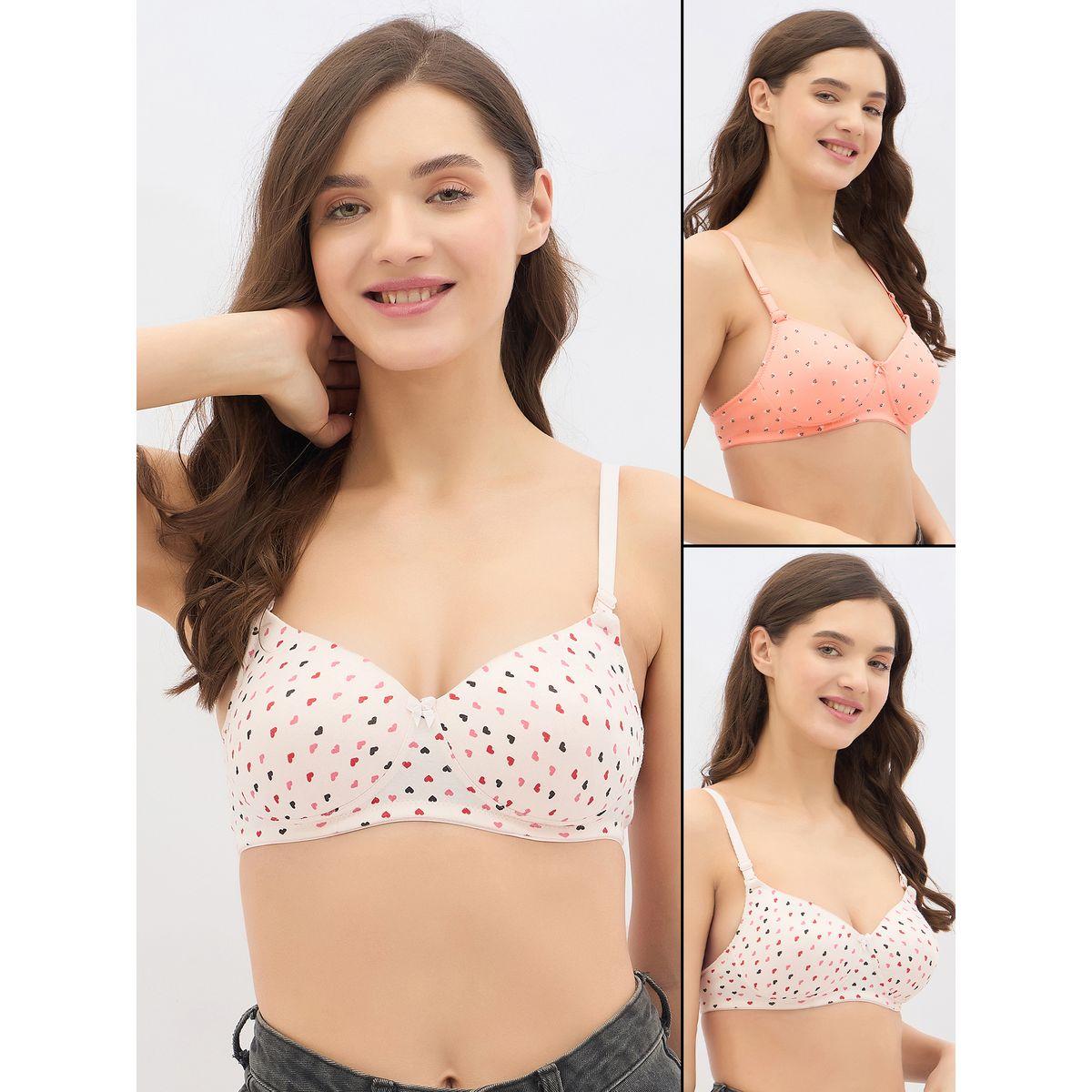 Clovia Set of 2 - Padded Non-Wired Full Coverage Heart Print Bra-women-clothing-lingerie-bras-image-1