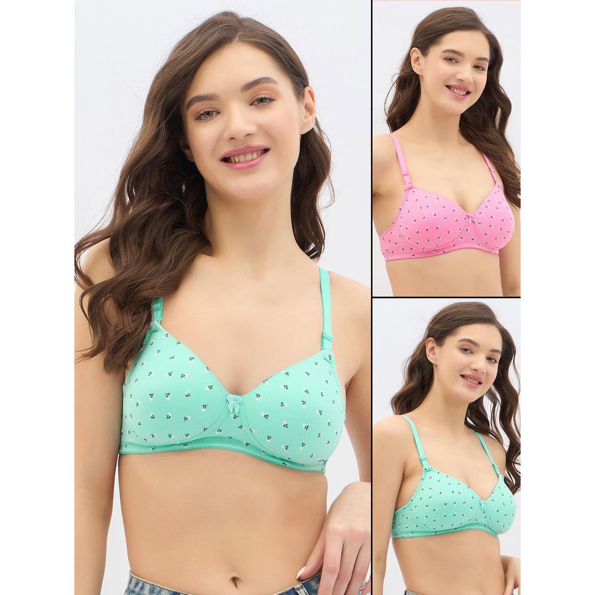 Clovia Set of 2 - Padded Non-Wired Full Coverage Floral Print T-Shirt Bra-women-clothing-lingerie-bras-image-1