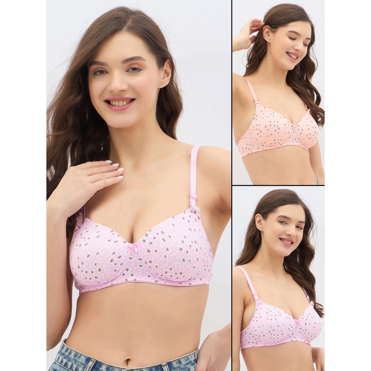 Clovia Pack of 2 - Floral Print Padded Non-Wired Full Coverage Multiway T-Shirt Bra-women-clothing-lingerie-bras-image-1