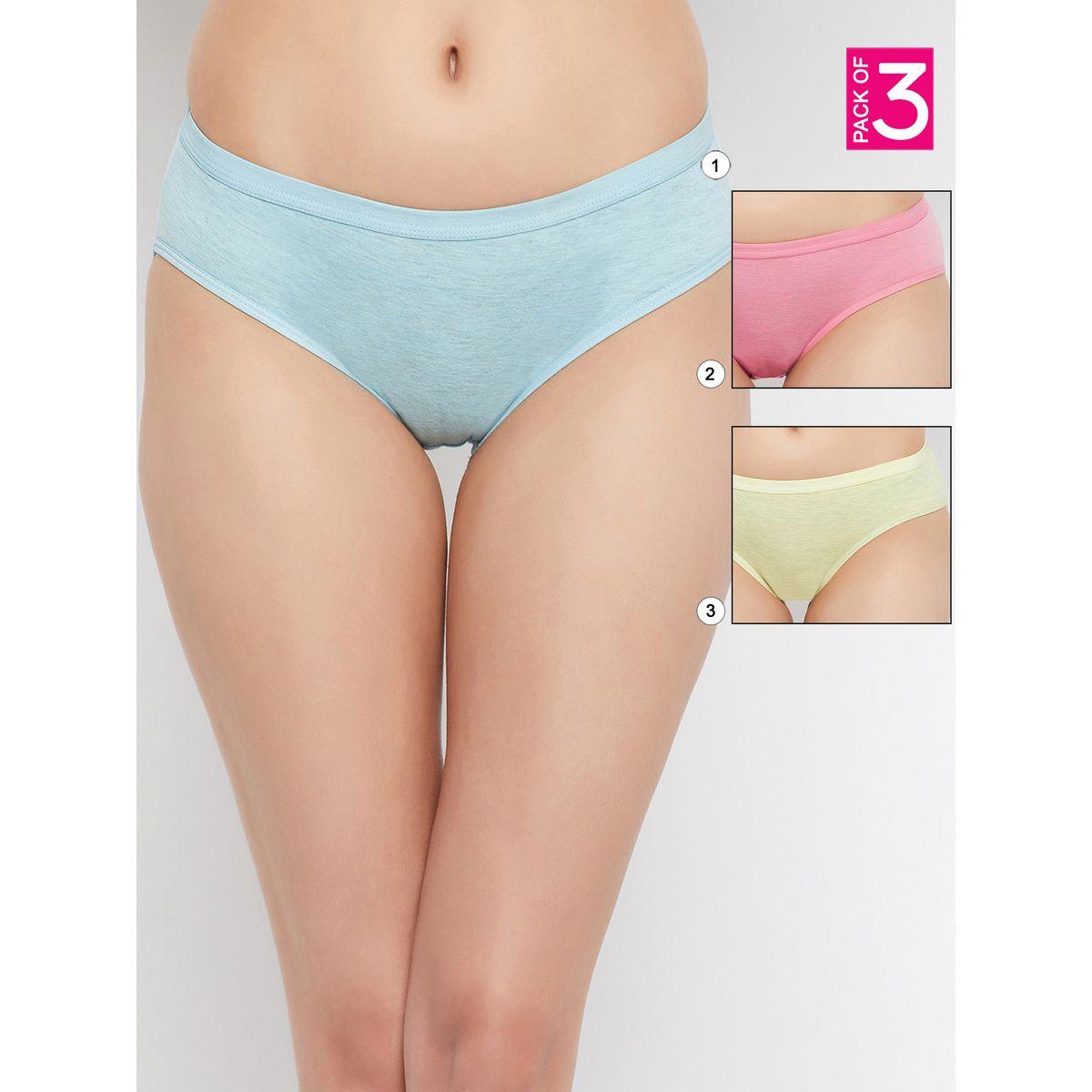 Clovia Pack of 3 - Melange Low Rise Cotton Bikini Briefs-women-clothing-lingerie-panties-image-1