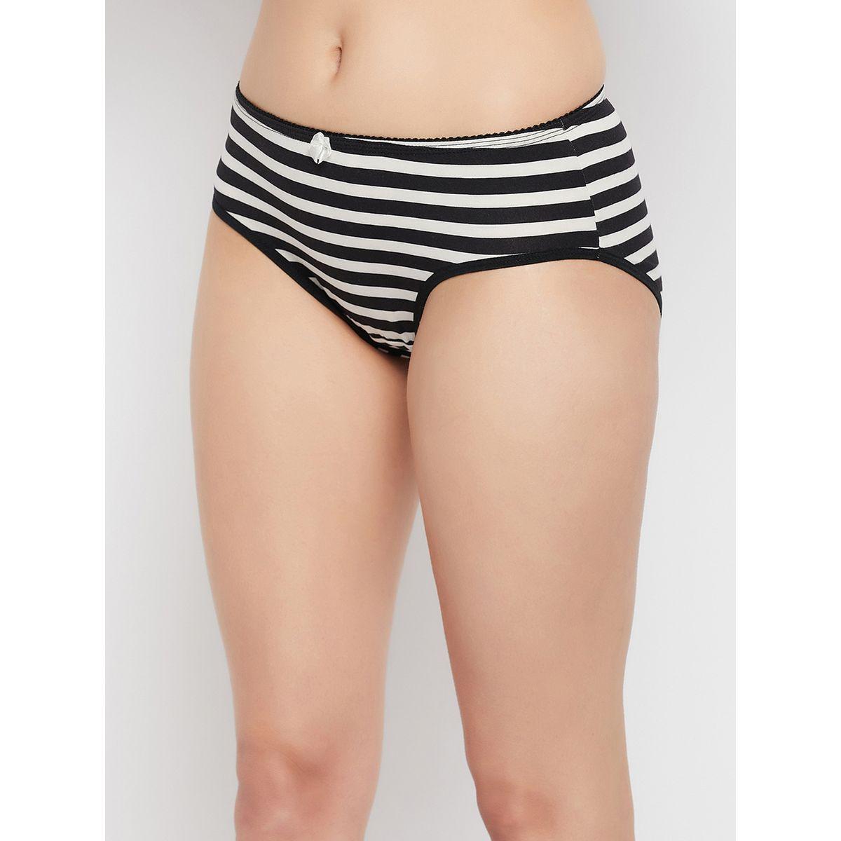 Clovia Pack of 3 - Striped Low Rise Cotton Bikini Briefs-women-clothing-lingerie-panties-image-4