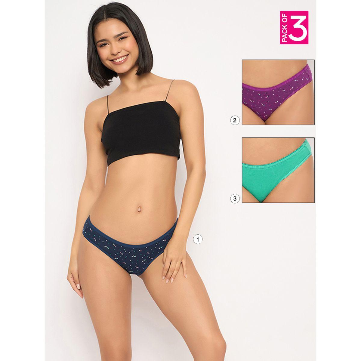 Clovia Pack of 3 - Printed Low Rise Bikini Briefs-women-clothing-lingerie-panties-image-1