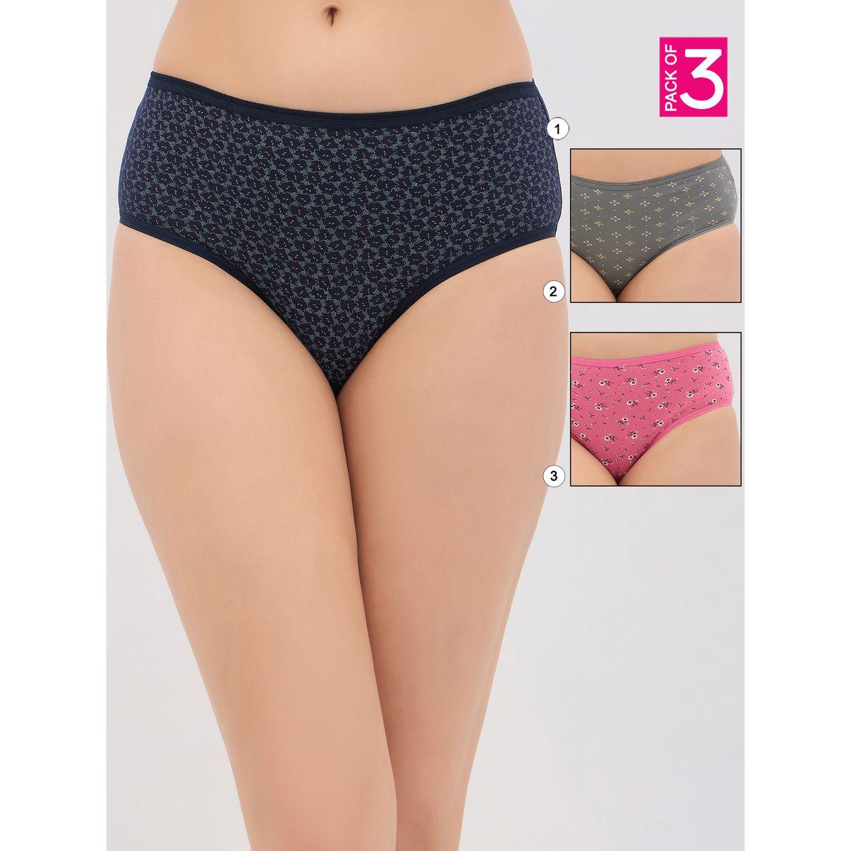 مجموعة من 3 - سروال داخلي مطبع بخصر عالي-women-clothing-lingerie-panties-image-1