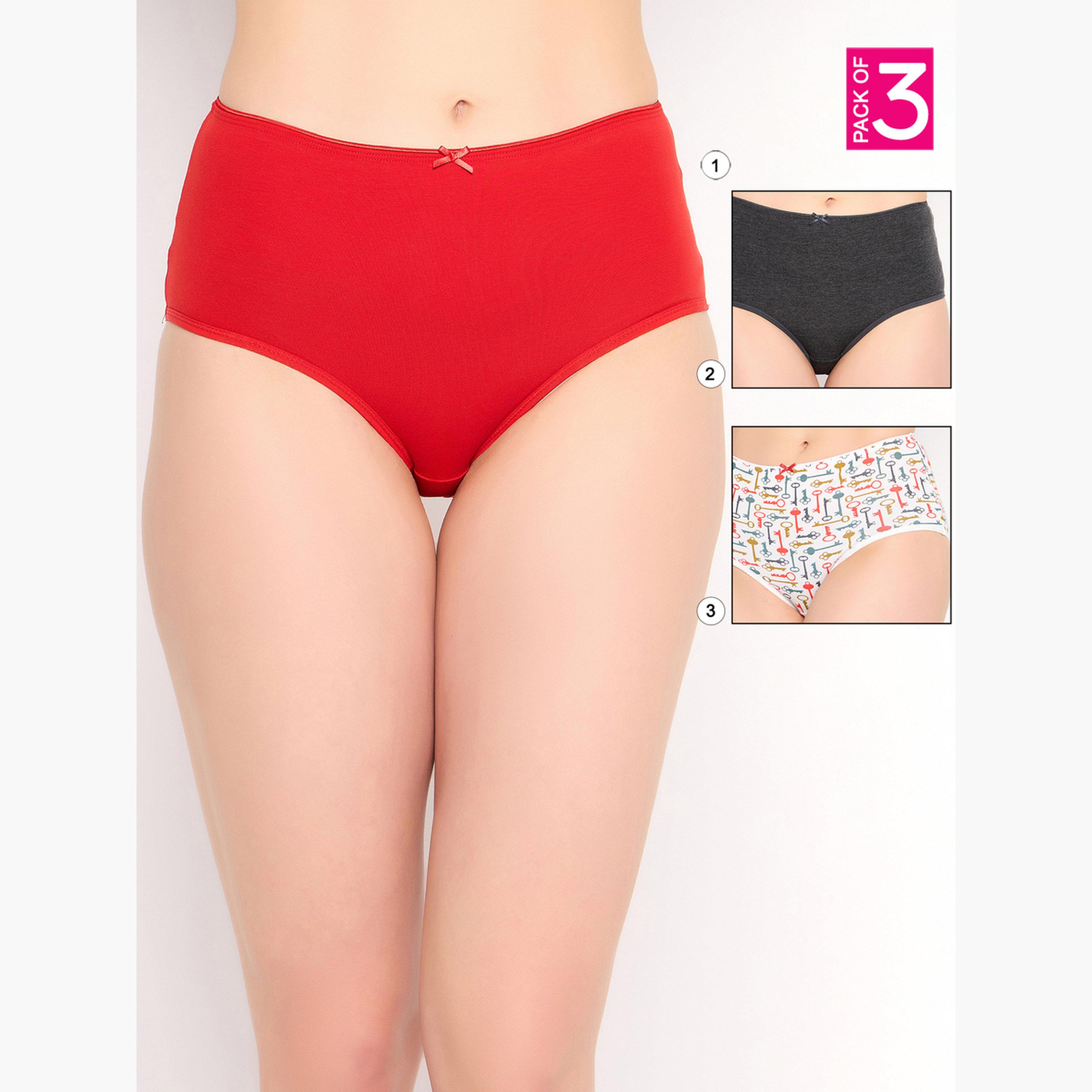 كلوفيا - مجموعة نسائية من 3 قطع - سراويل داخلية نسائية عالية الخصر-women-clothing-lingerie-panties-image-1