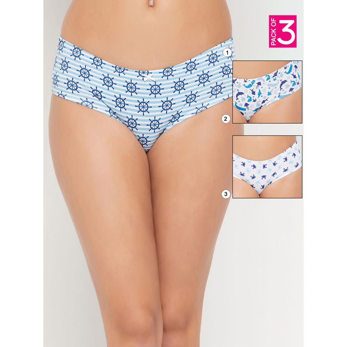 Clovia Pack of 3 - Sea Life Print Mid Rise Hipster Briefs with Inner Elastic-women-clothing-lingerie-panties-image-1
