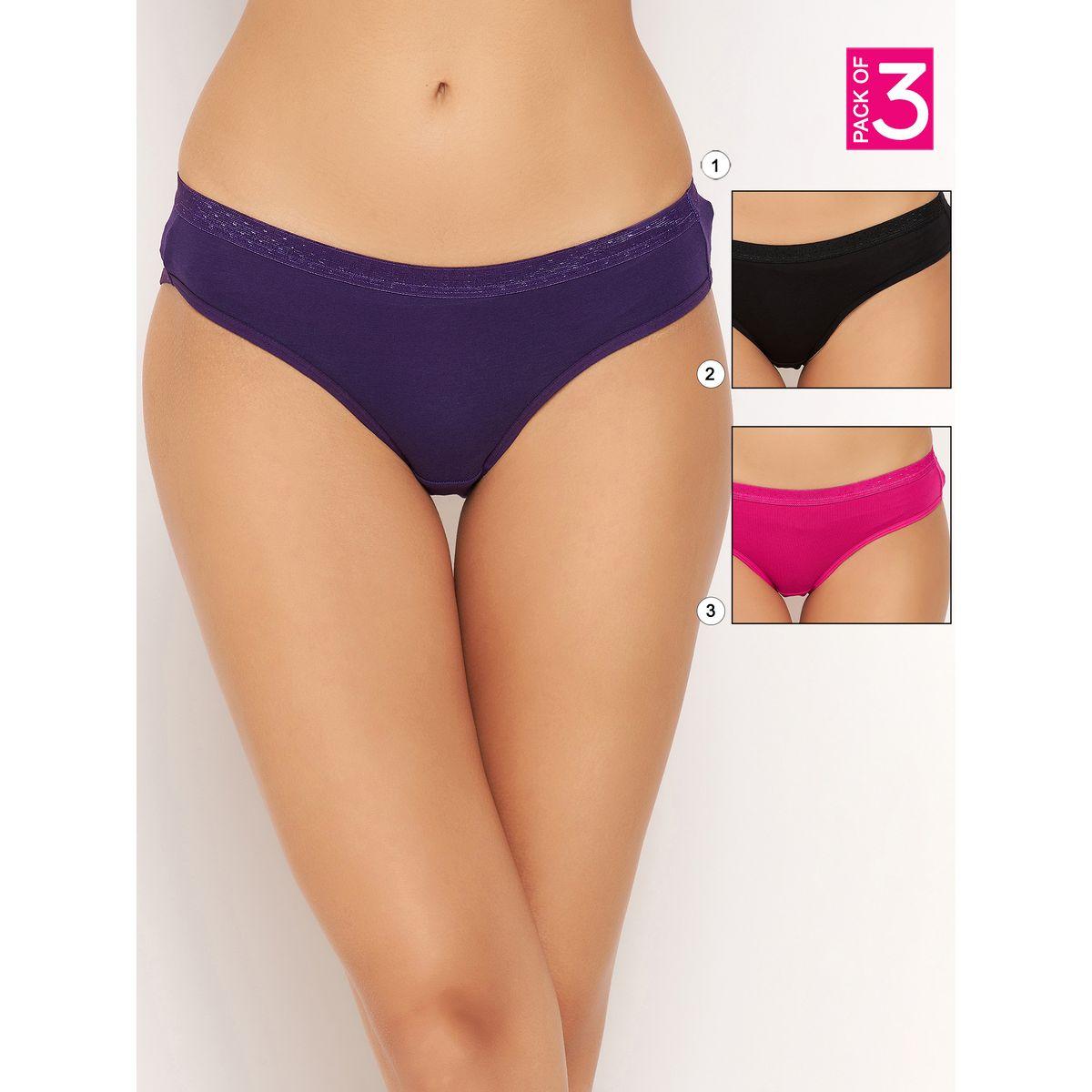Clovia Pack of 3 - Solid Low Waist Bikini Briefs-women-clothing-lingerie-panties-image-1