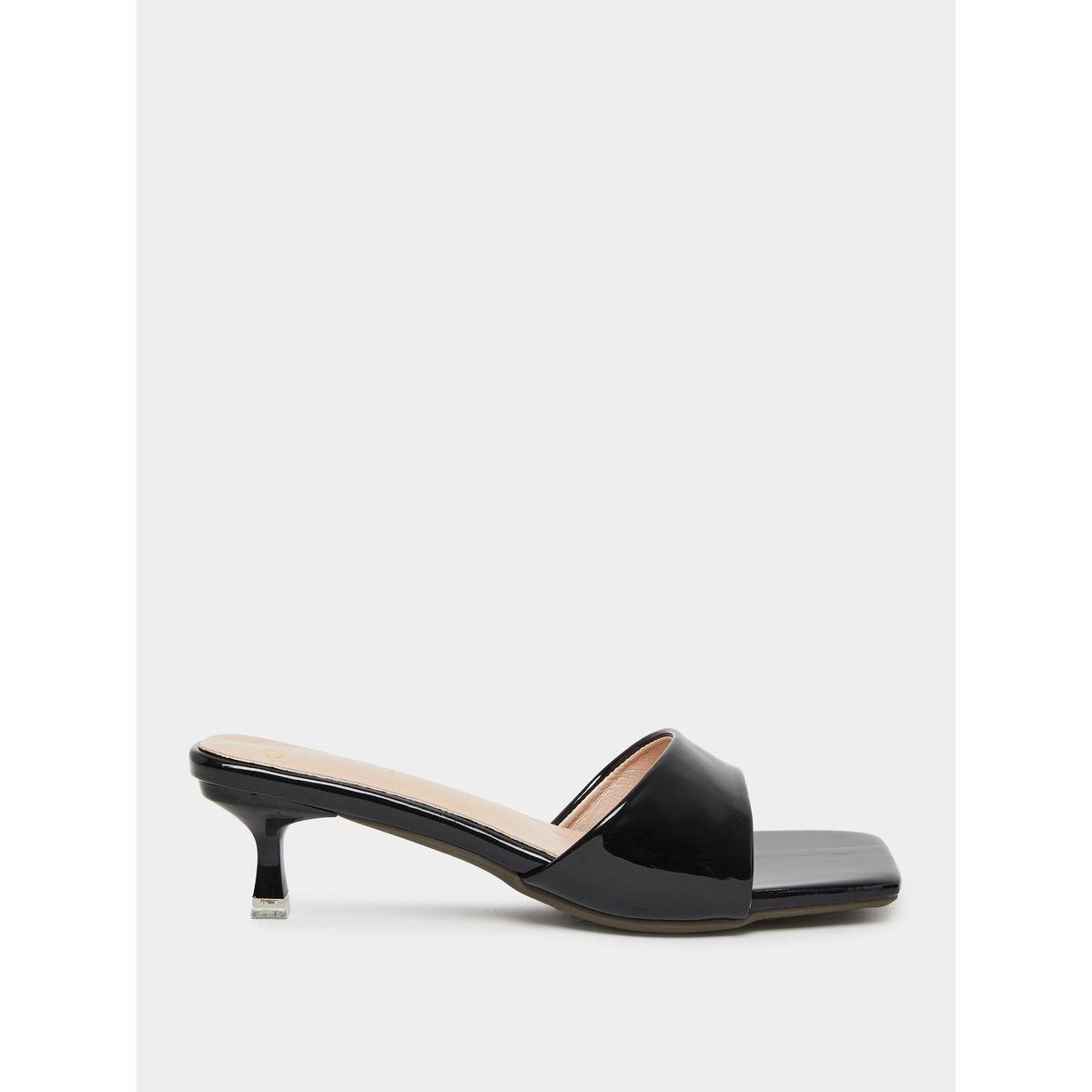 Styli Women Black Open Toe Kitten Heel Sandals-women-shoes-sandals-heeled-image-1