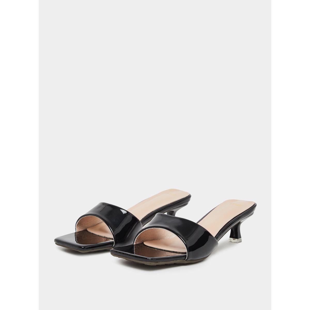 Styli Women Black Open Toe Kitten Heel Sandals-women-shoes-sandals-heeled-image-2