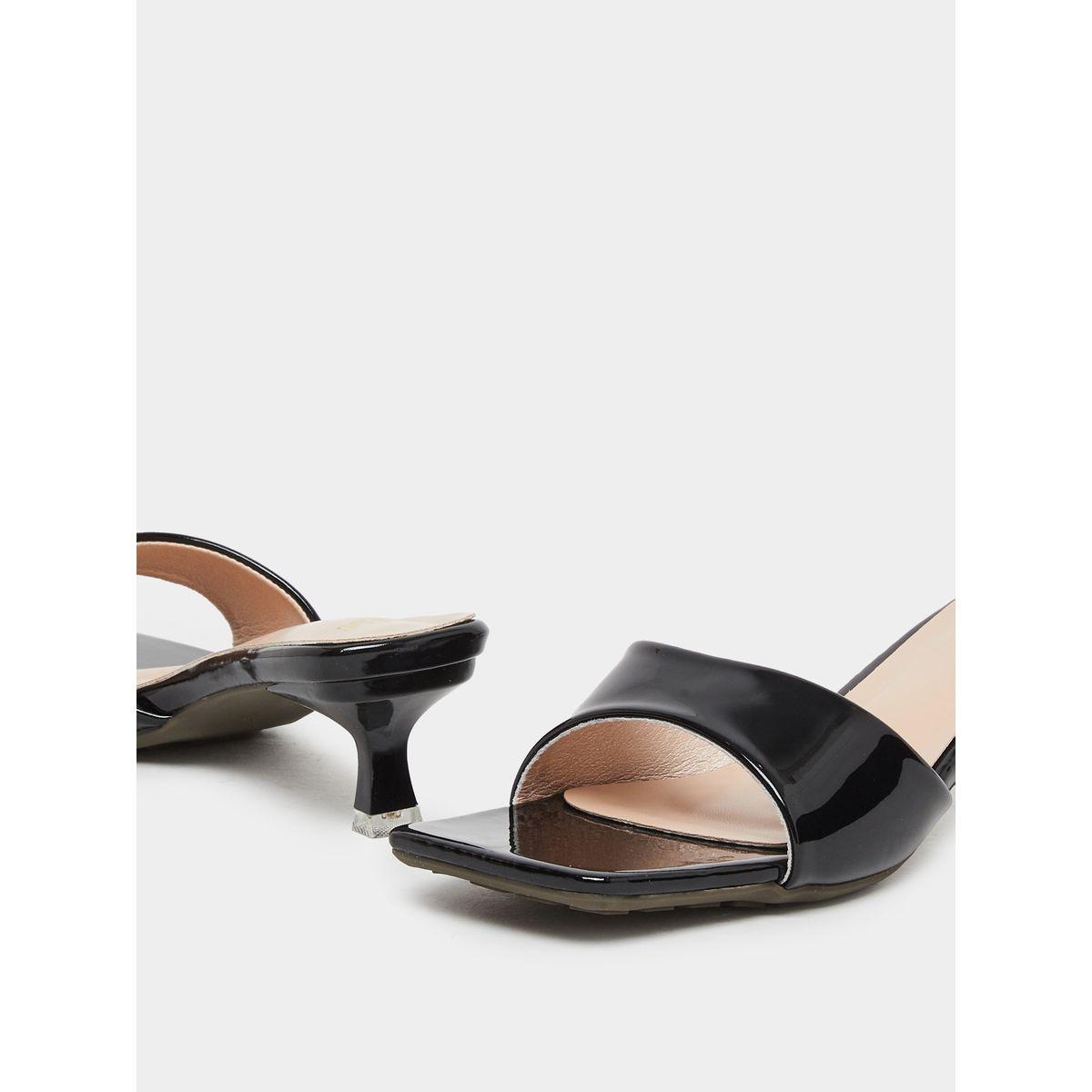 Styli Women Black Open Toe Kitten Heel Sandals-women-shoes-sandals-heeled-image-3