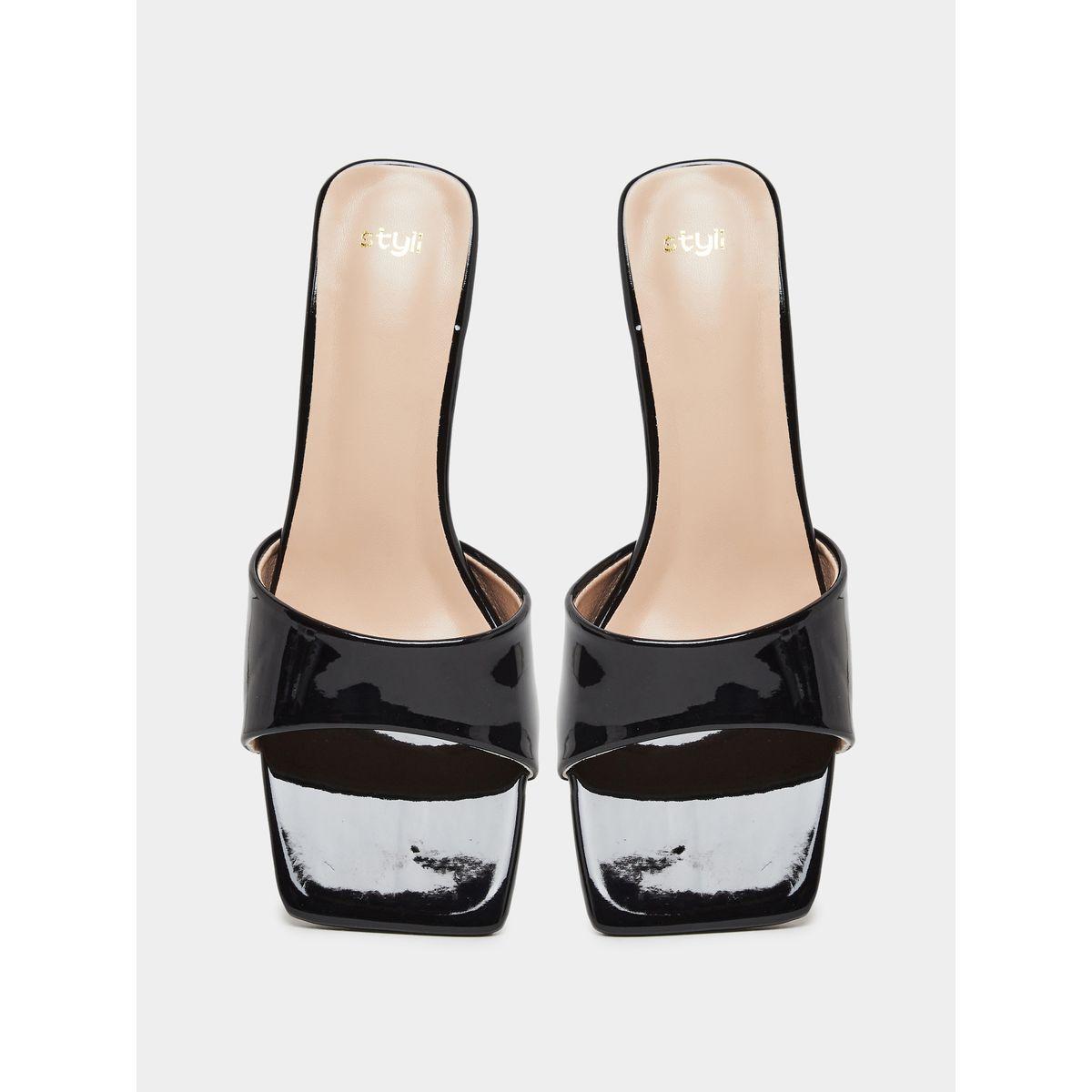 Styli Women Black Open Toe Kitten Heel Sandals-women-shoes-sandals-heeled-image-5