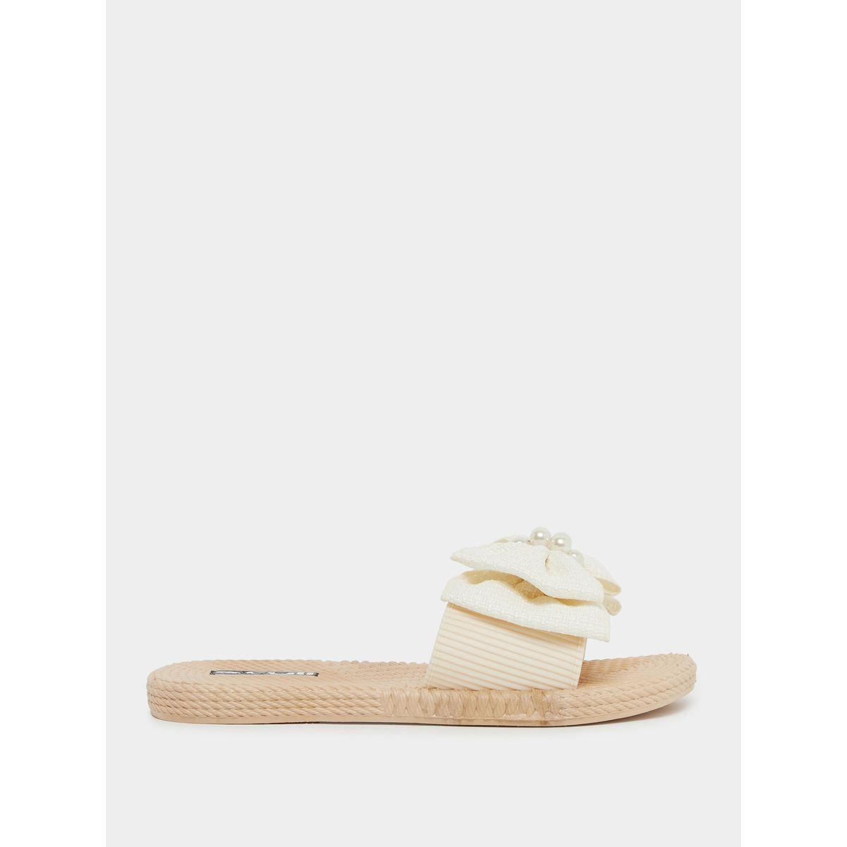 Styli Beaded Bow Detail Slides-women-shoes-flipflopsandslides-image-1