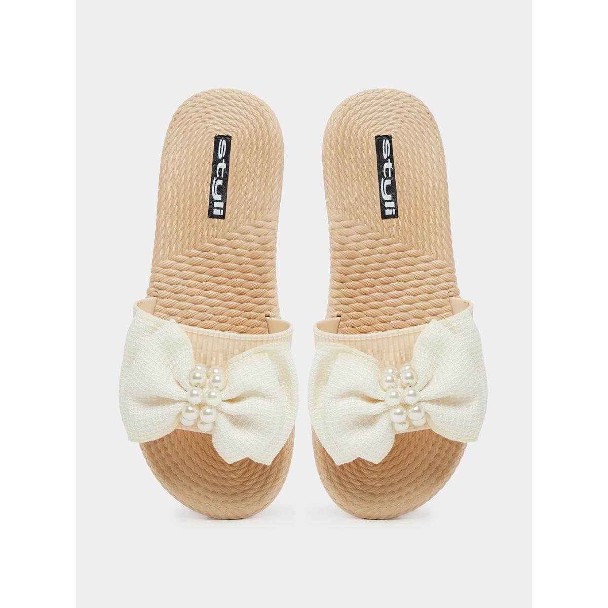 Styli Beaded Bow Detail Slides-women-shoes-flipflopsandslides-image-5