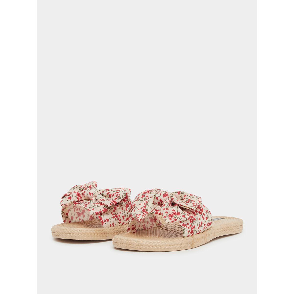 Styli Floral Print Bow Detail Slides-women-shoes-flipflopsandslides-image-2