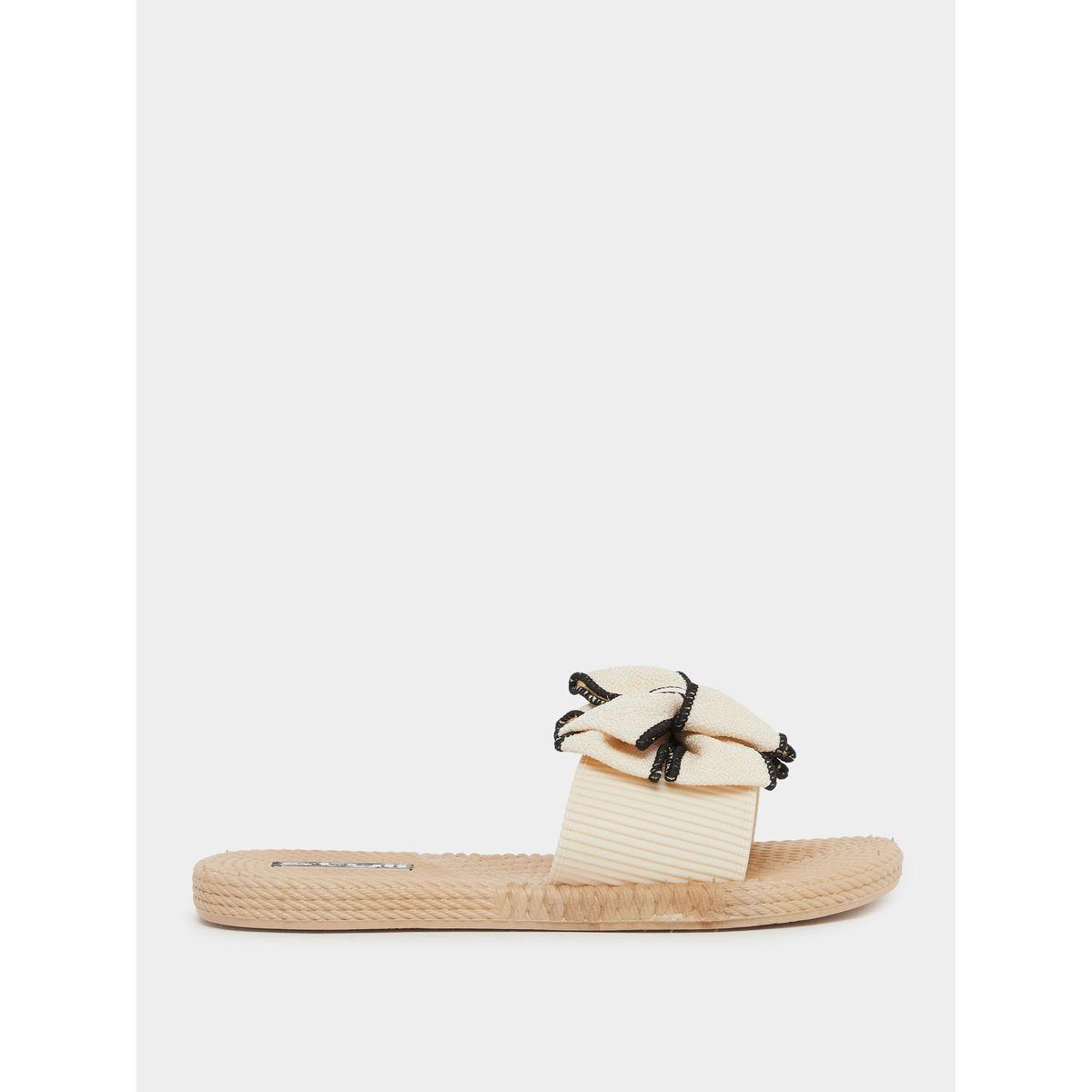 Styli Contrast Trim Bow Detail Slides-women-shoes-flipflopsandslides-image-1