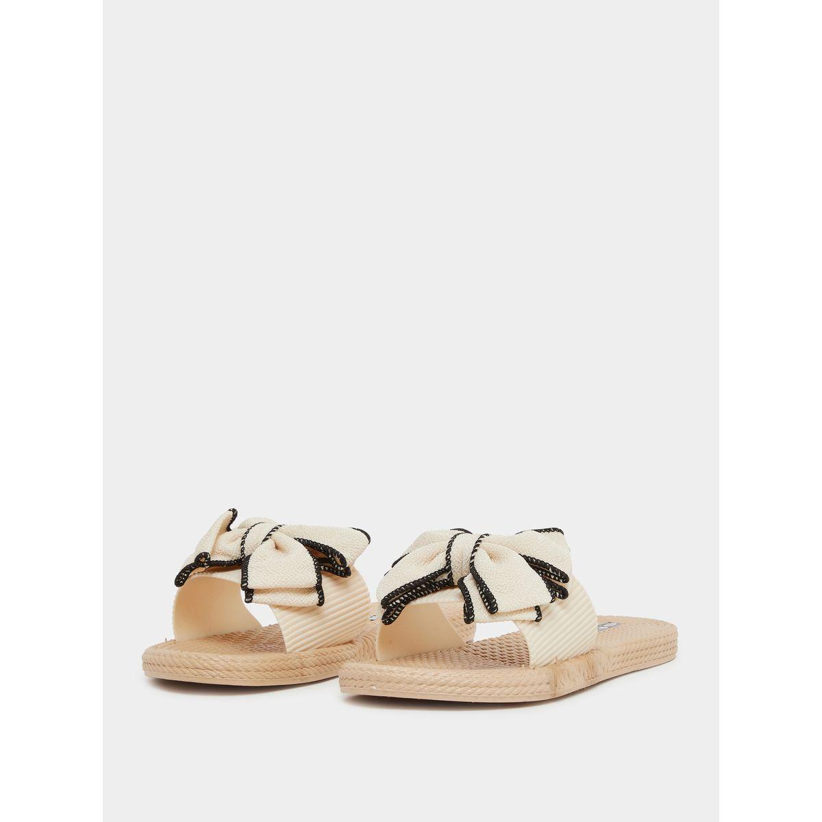 Styli Contrast Trim Bow Detail Slides-women-shoes-flipflopsandslides-image-2