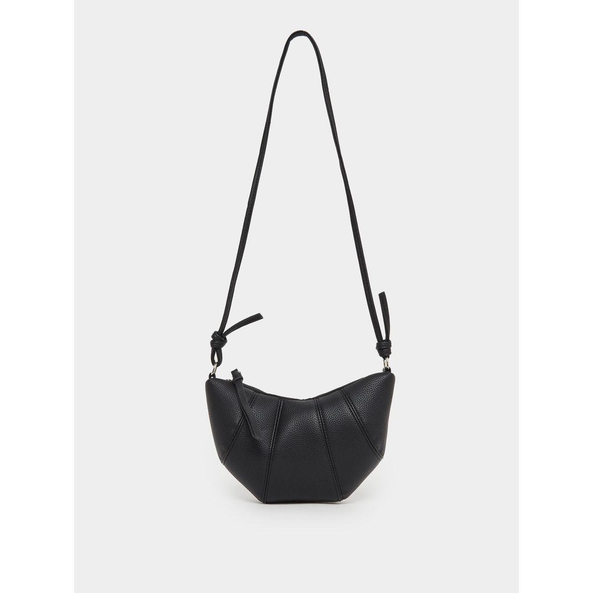 Styli Black Plain Shoulder Bag with Zip Closure-women-bagsandwallets-handbags-image-2