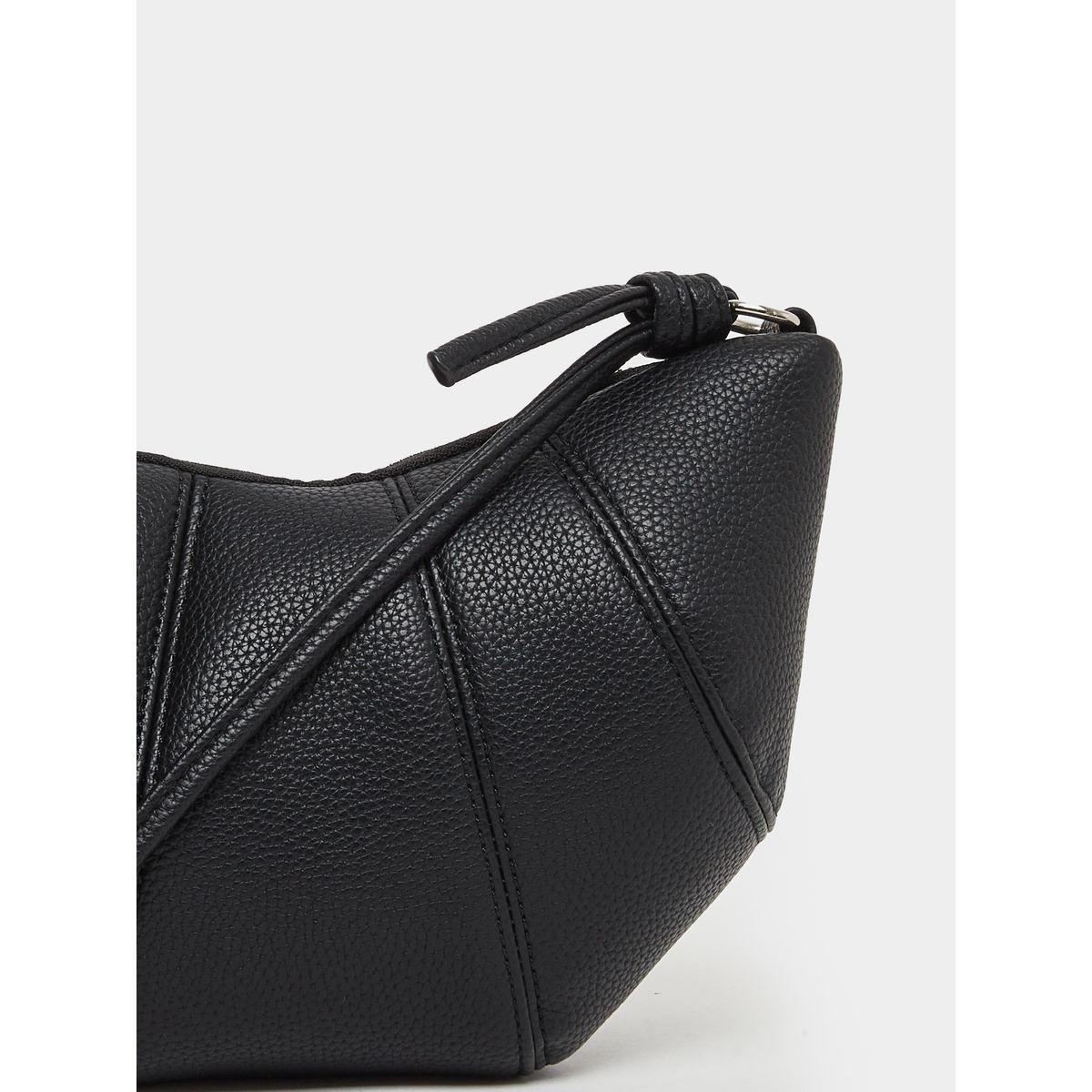 Styli Black Plain Shoulder Bag with Zip Closure-women-bagsandwallets-handbags-image-3