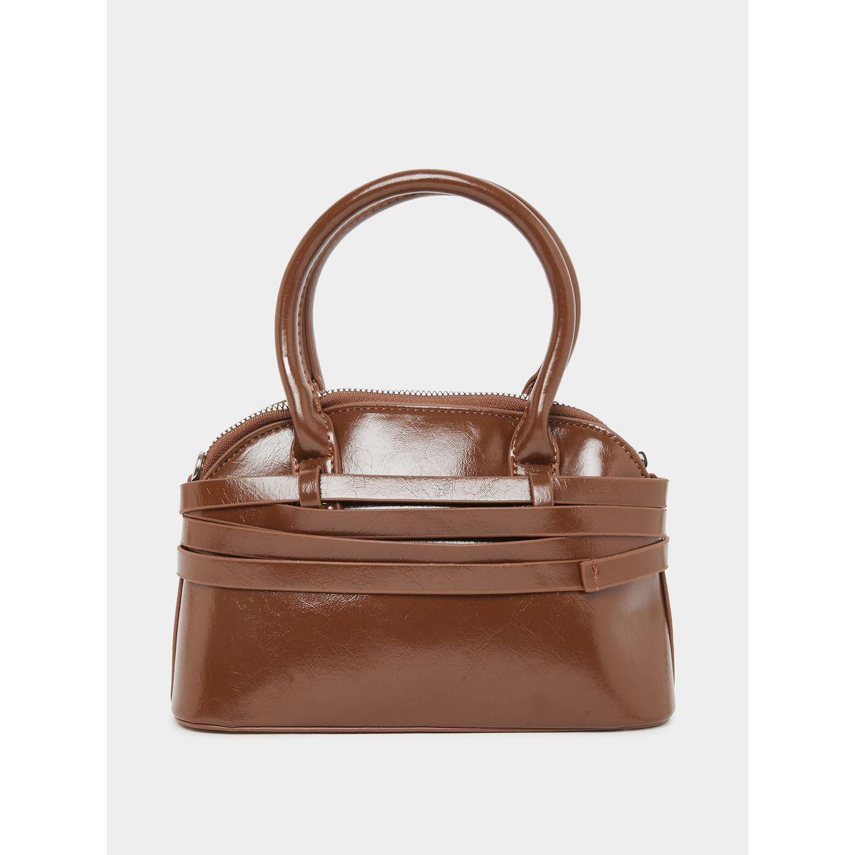 Styli Women Brown Belted Handbag with Buckle Detail-women-bagsandwallets-handbags-image-2