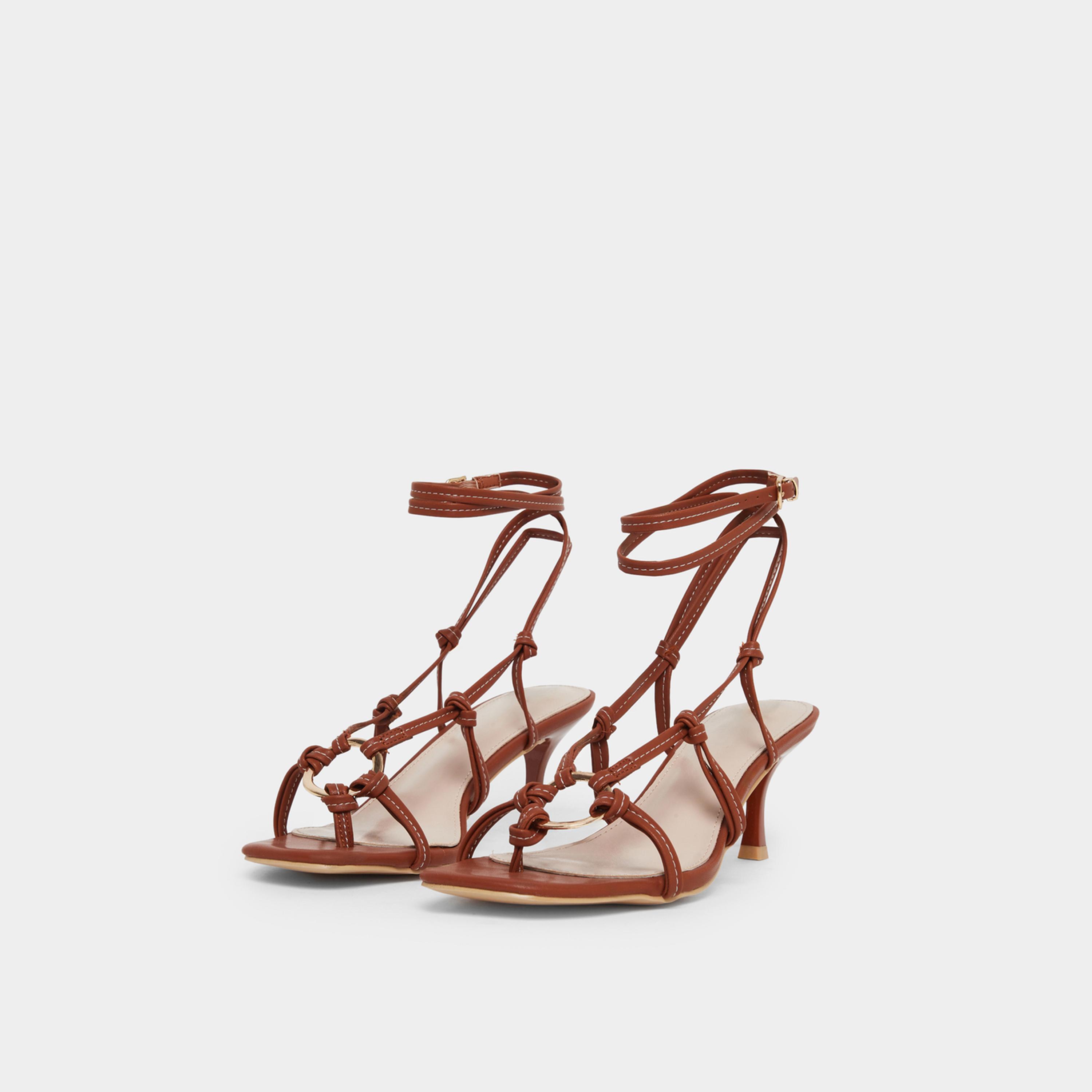 Raid Danika Knot Tie-Up Sandals with Ring Detail-women-shoes-sandals-heeled-image-1