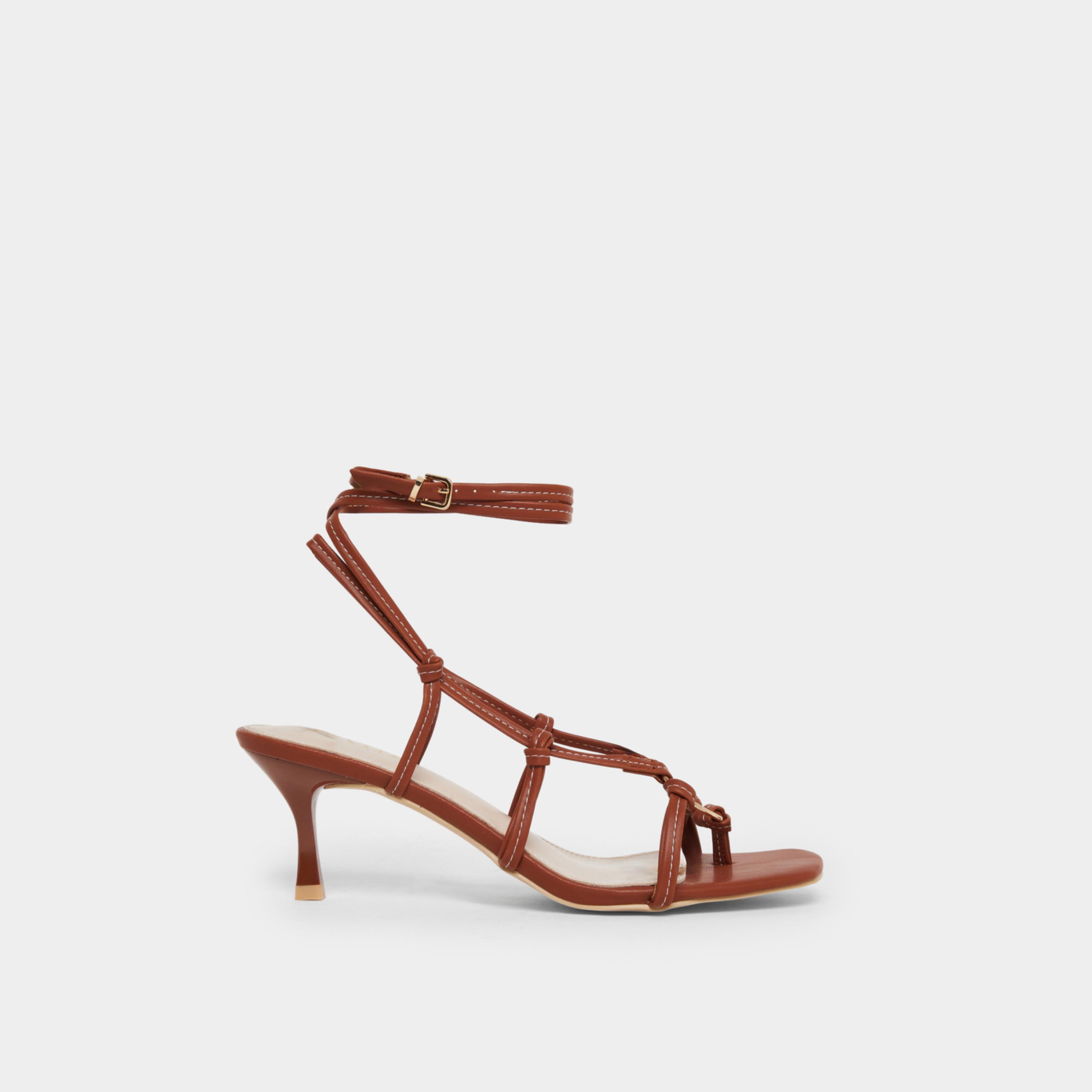 Raid Danika Knot Tie-Up Sandals with Ring Detail-women-shoes-sandals-heeled-image-2