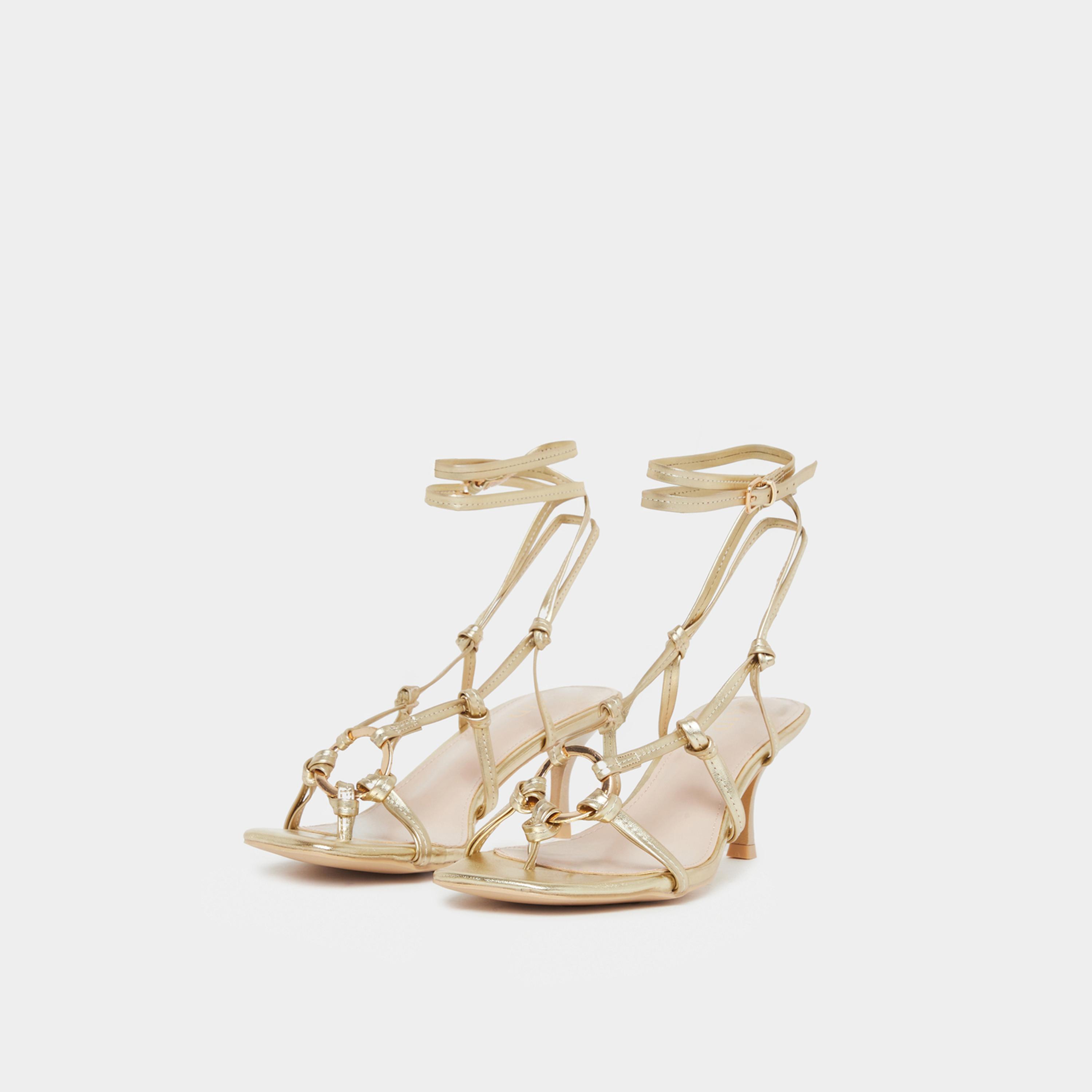 Raid Danika Knot Tie-Up Sandals with Ring Detail-women-shoes-sandals-heeled-image-1