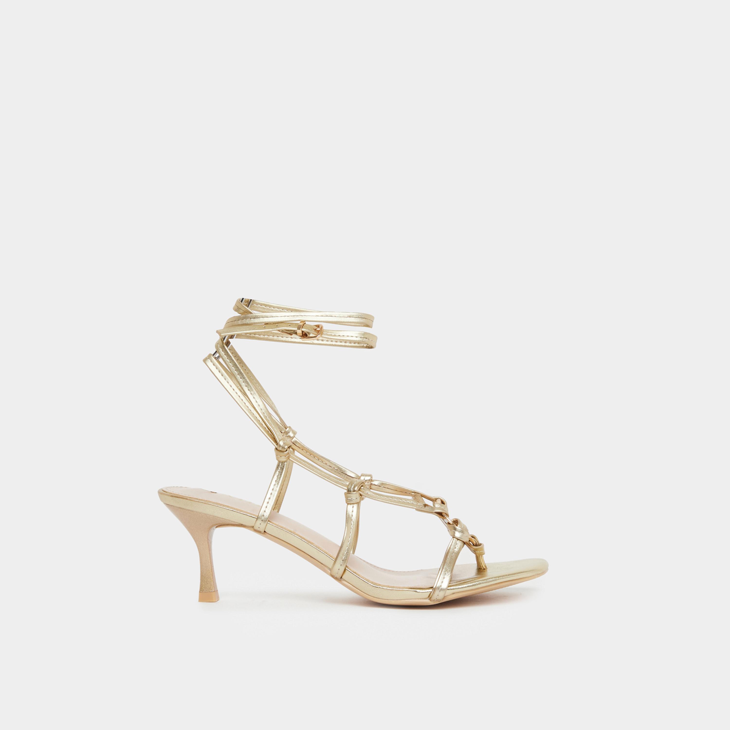 Raid Danika Knot Tie-Up Sandals with Ring Detail-women-shoes-sandals-heeled-image-2