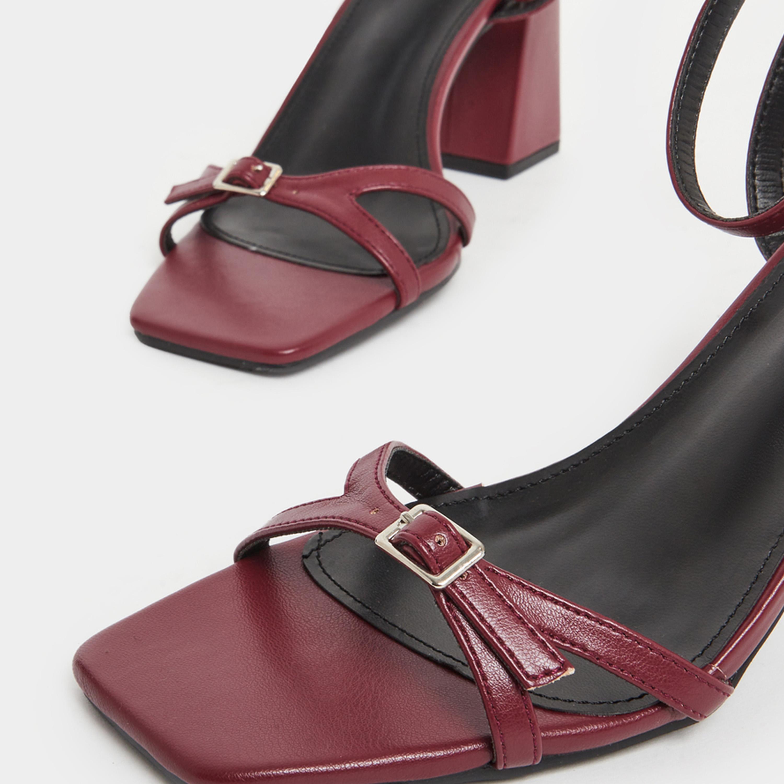 Raid Ilaa Block Heel Sandals with Buckle Detail-women-shoes-sandals-heeled-image-4