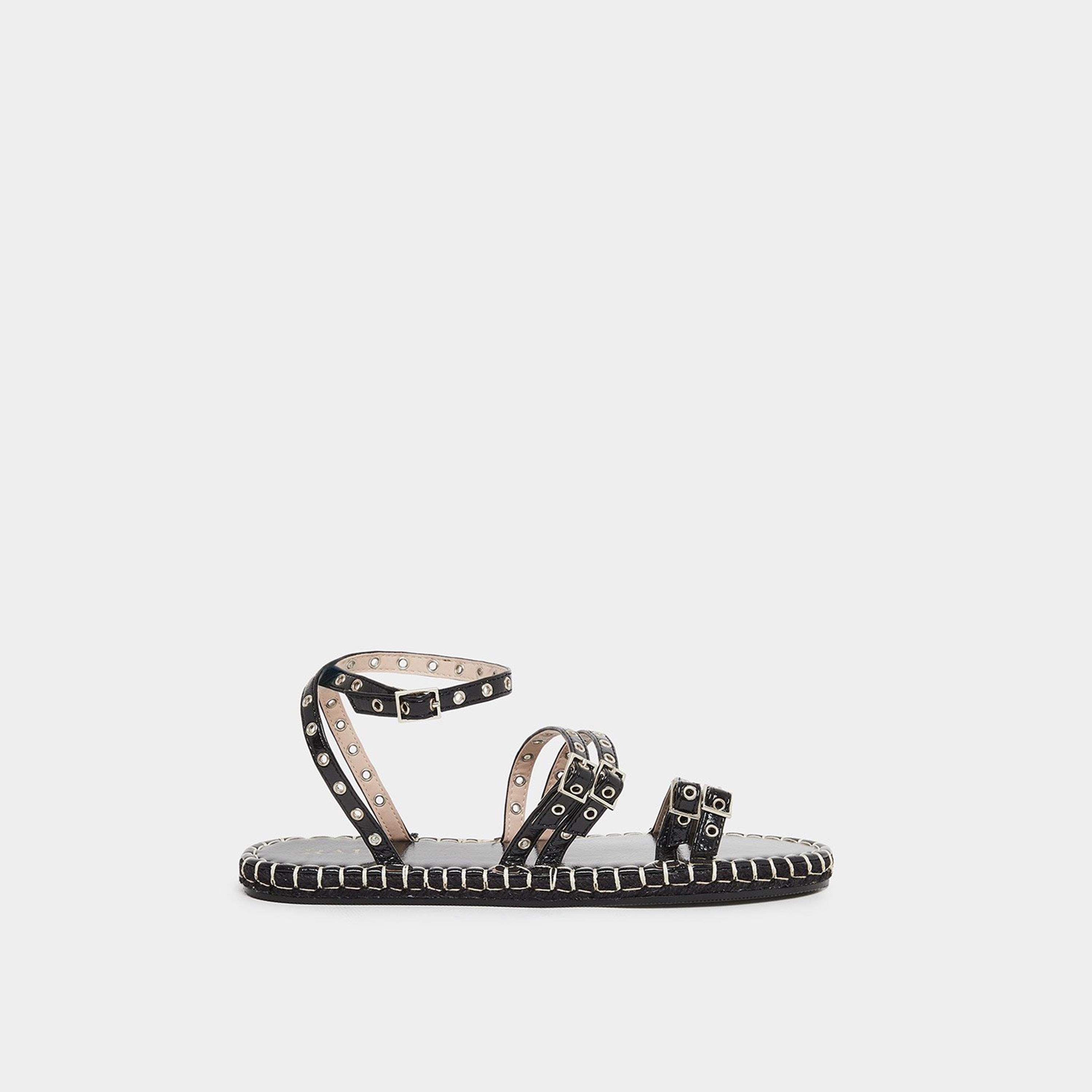 Raid Women Tanya Metal Eyelet Flat Espadrilles-women-shoes-sandals-flats-image-2