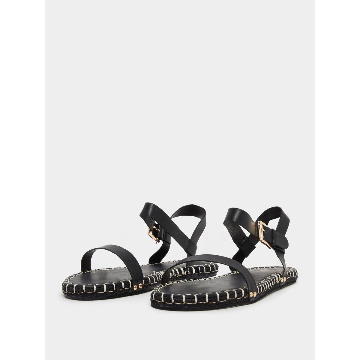 Raid Bambie Black Ankle Strap Flat Espadrilles-women-shoes-sandals-flats-image-2