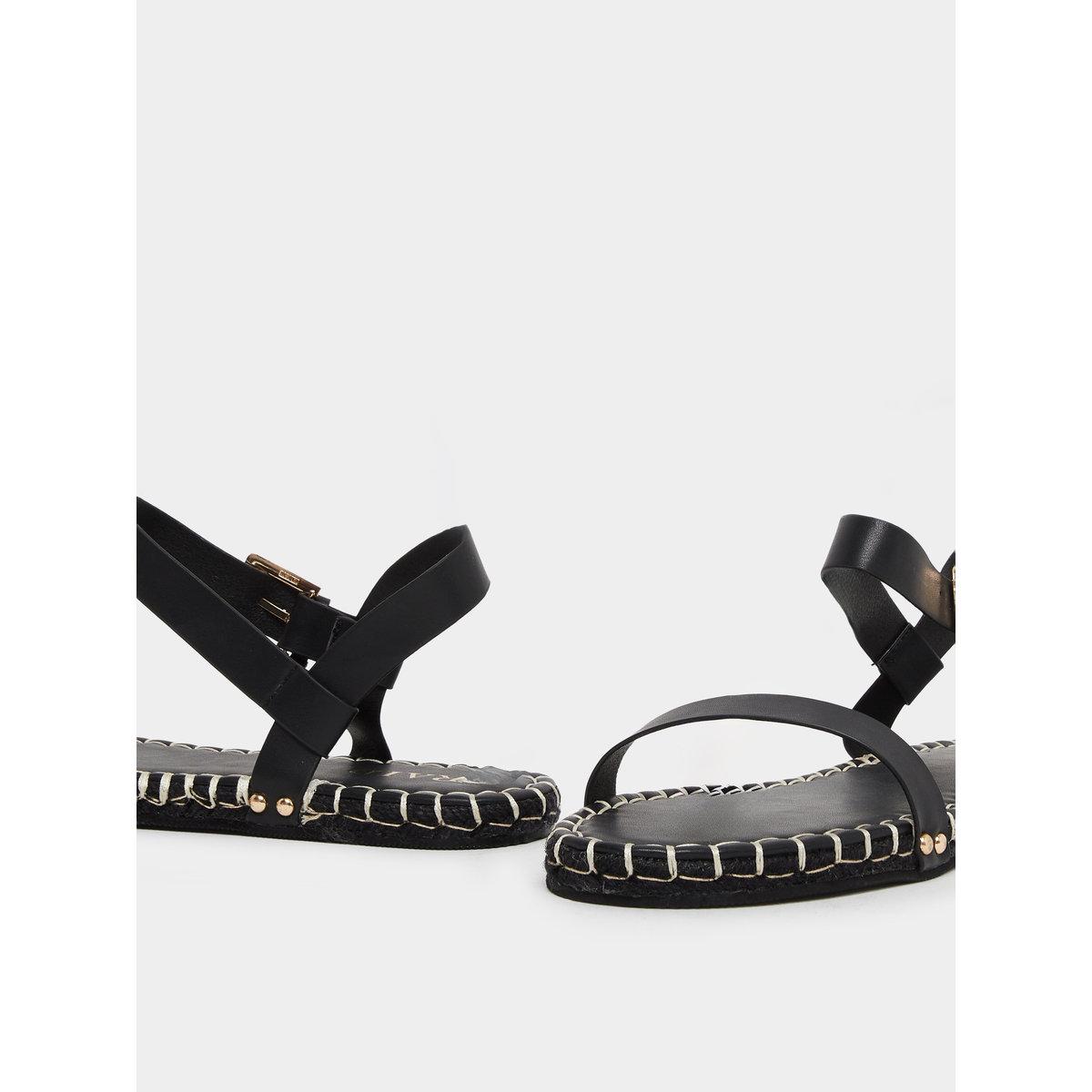 Raid Bambie Black Ankle Strap Flat Espadrilles-women-shoes-sandals-flats-image-3