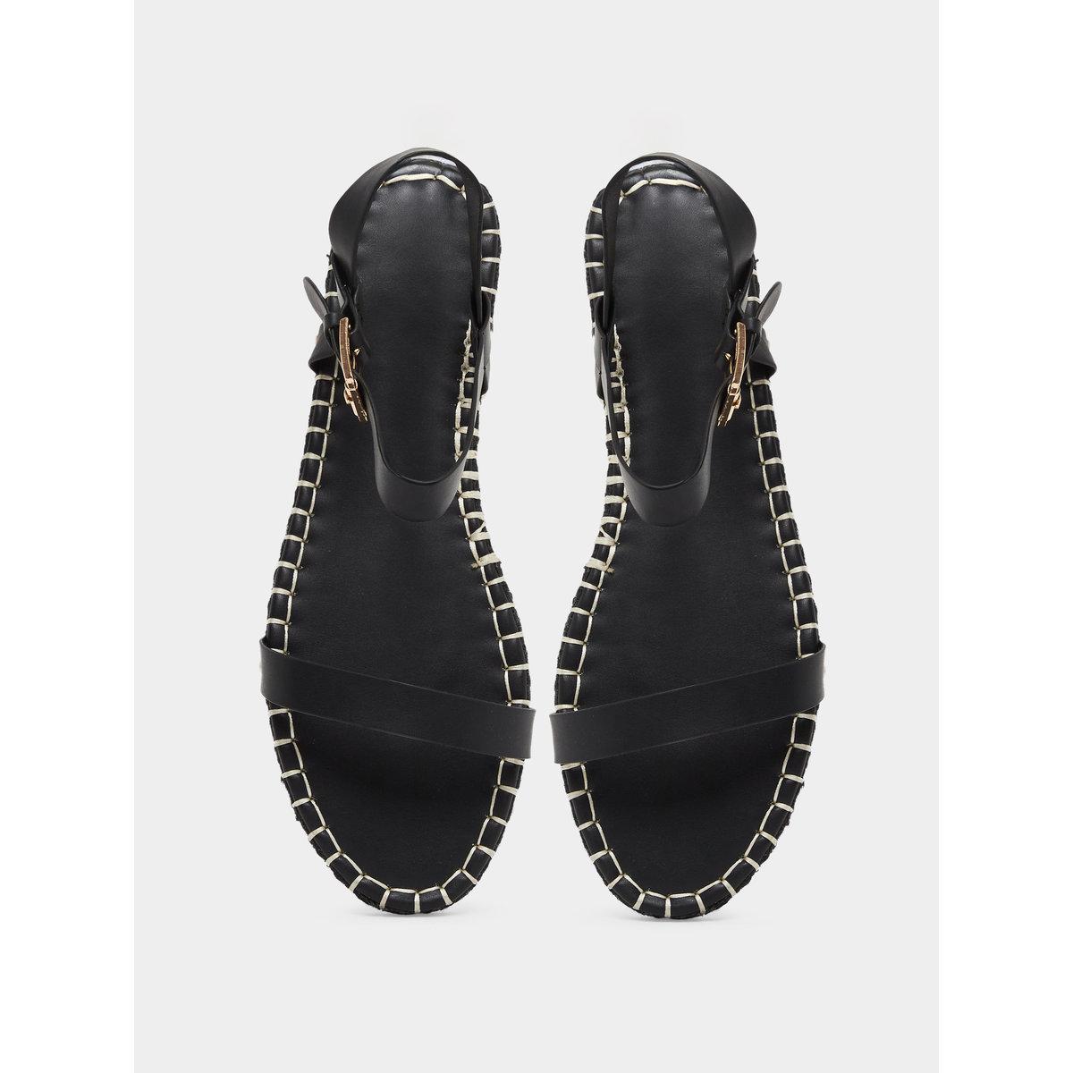 Raid Bambie Black Ankle Strap Flat Espadrilles-women-shoes-sandals-flats-image-5