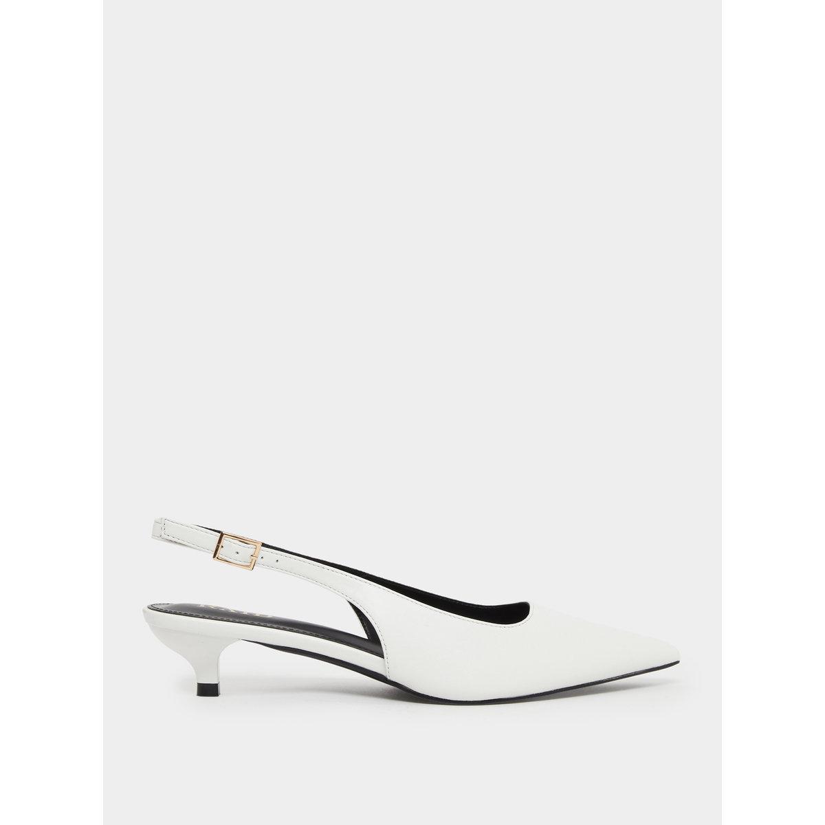 Raid Zariya White Slingback Buckle Kitten Heel Shoes-women-shoes-heels-image-1