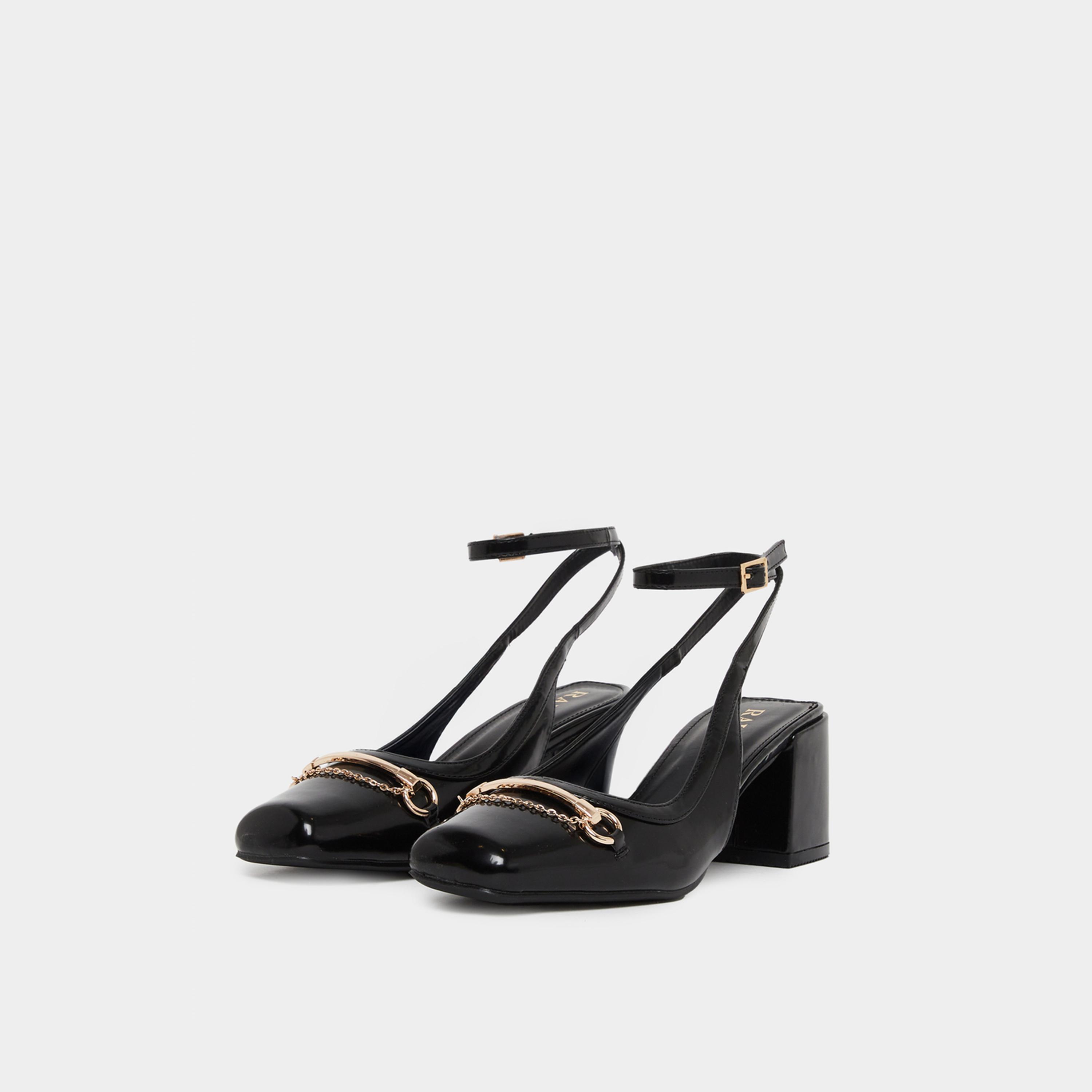 Raid Black Ankle Strap Square Toe Shoes-women-shoes-sandals-heeled-image-1