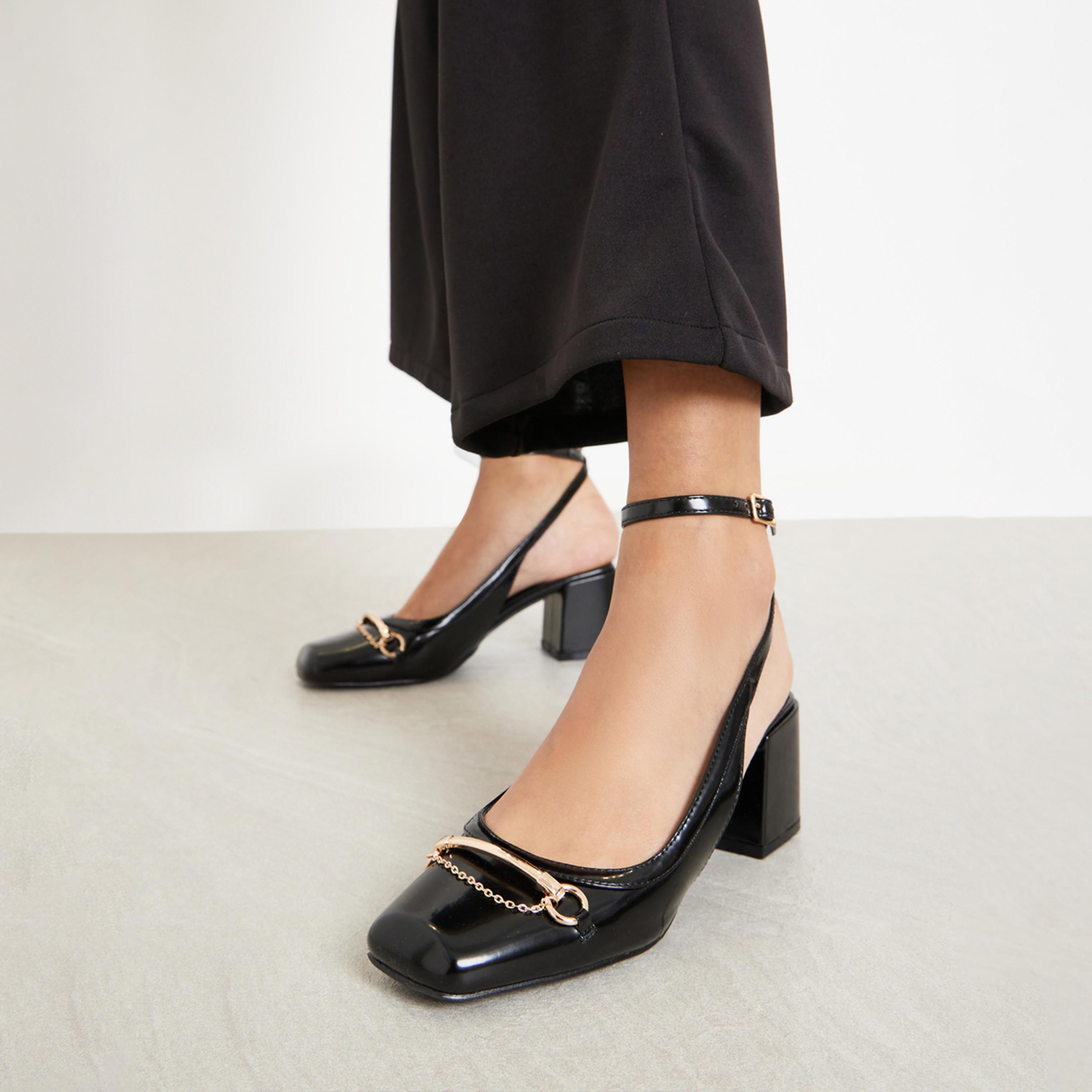 Raid Black Ankle Strap Square Toe Shoes-women-shoes-sandals-heeled-image-2