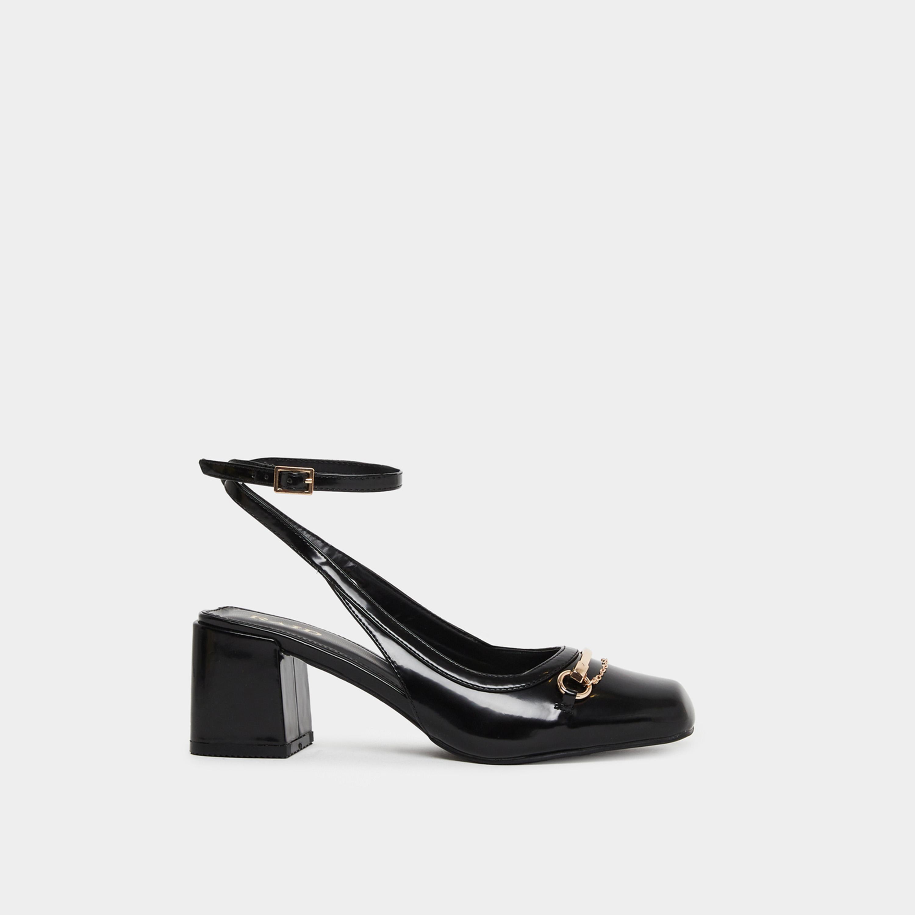 Raid Black Ankle Strap Square Toe Shoes-women-shoes-sandals-heeled-image-3