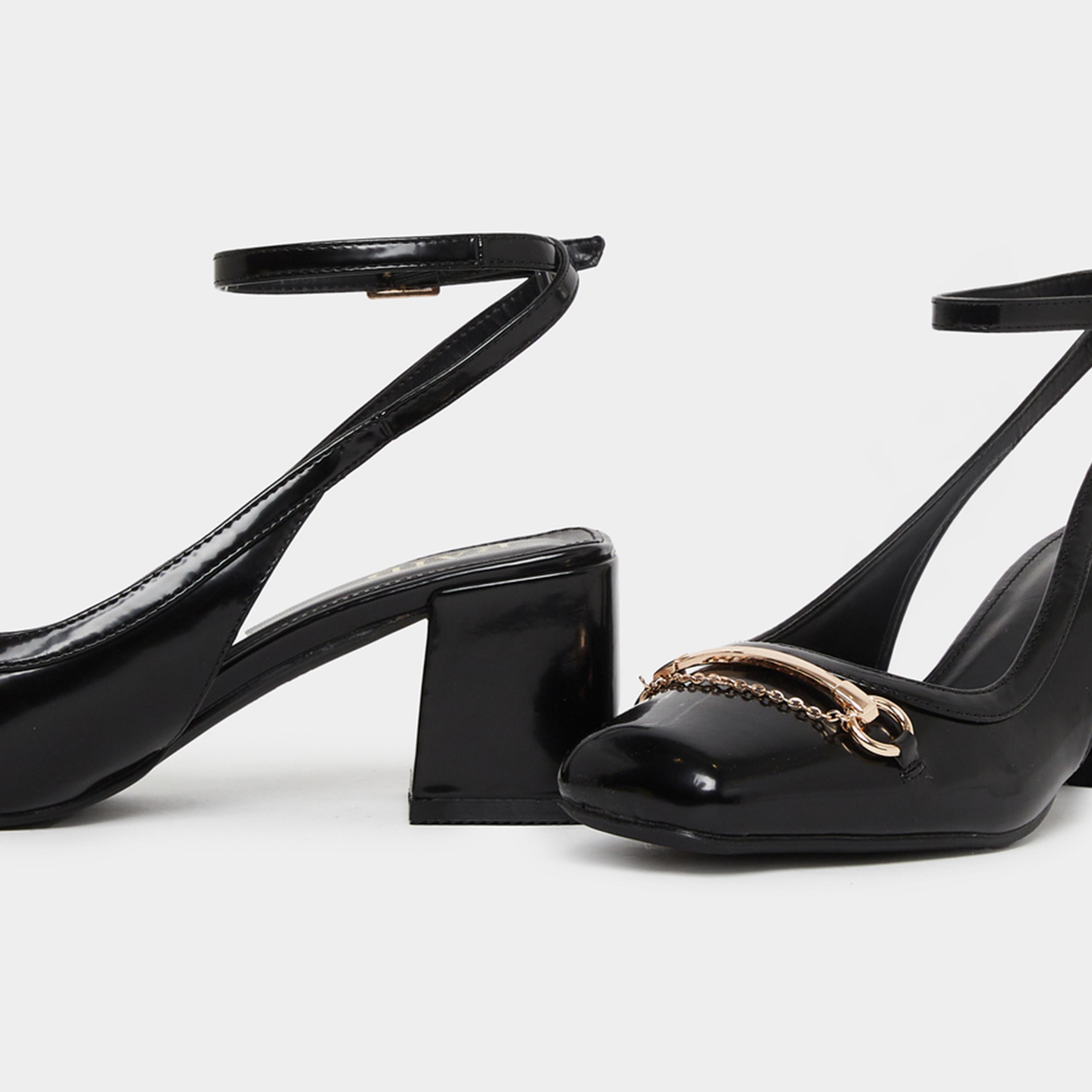 Raid Black Ankle Strap Square Toe Shoes-women-shoes-sandals-heeled-image-4